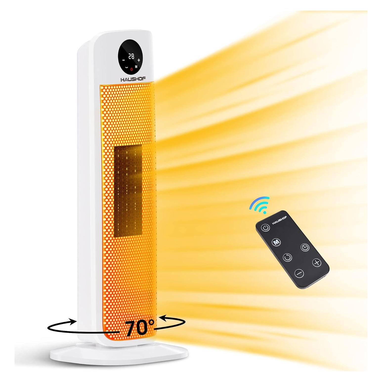 Calefactor de Torre Eléctrico HAUSHOF 1500W con Control Remoto