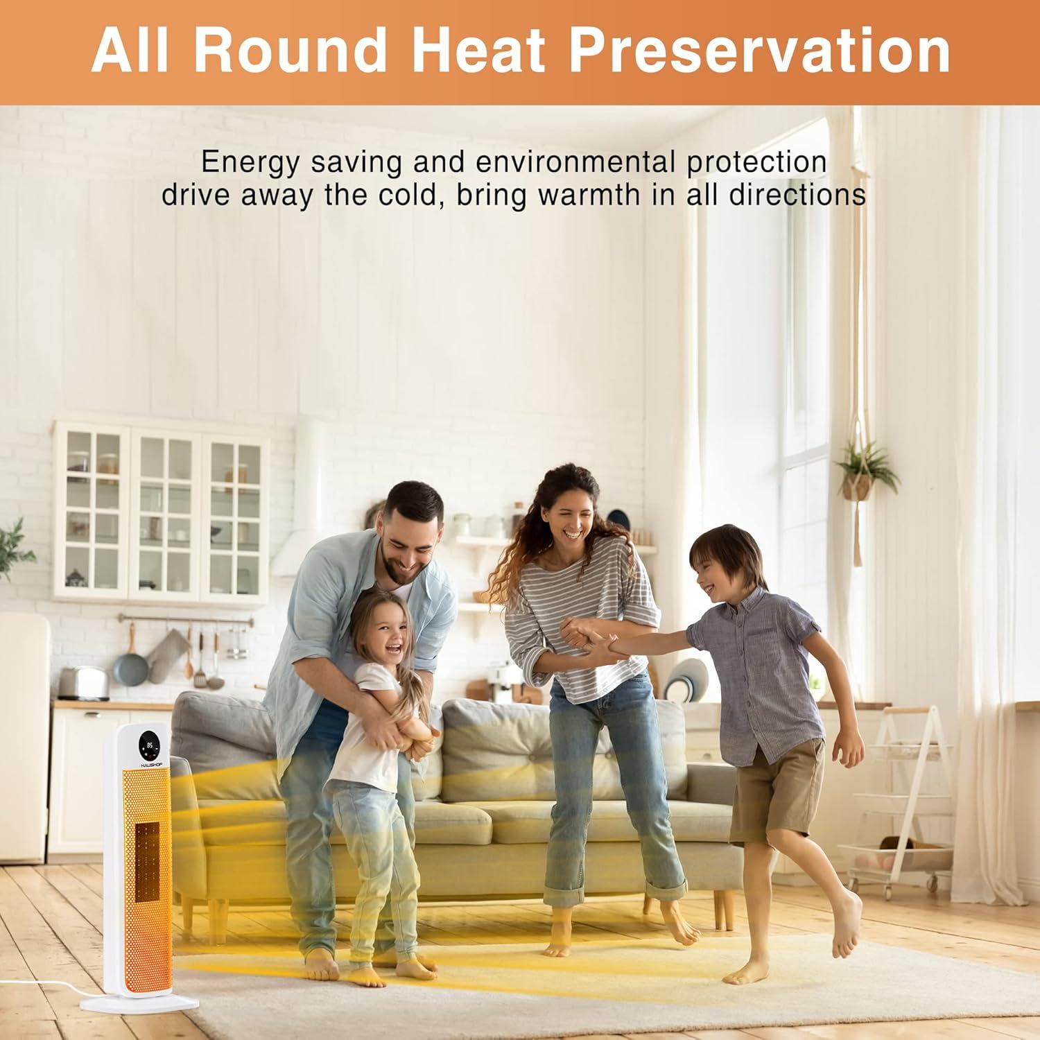 Calefactor de Torre Eléctrico HAUSHOF 1500W con Control Remoto