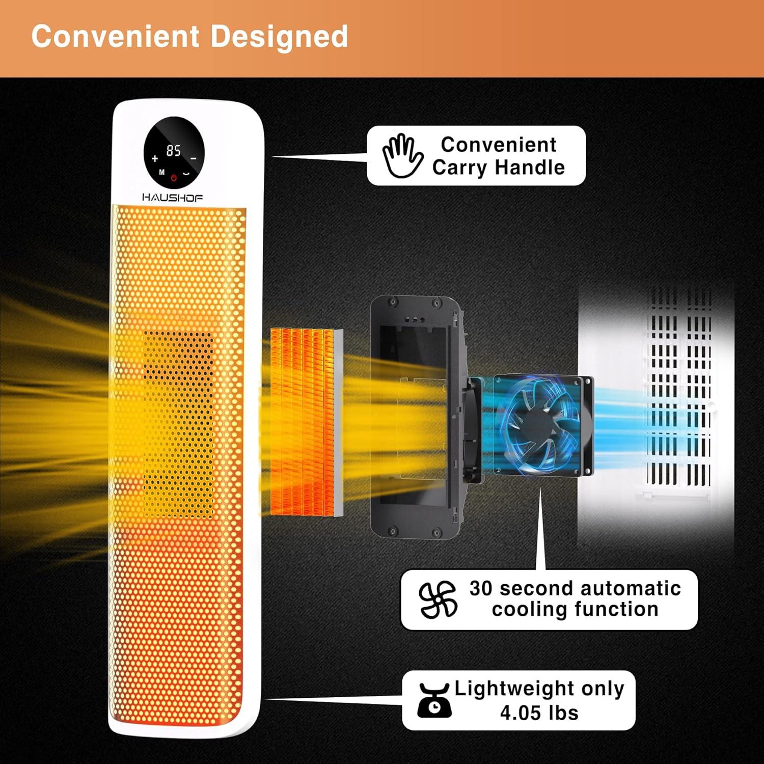 Calefactor de Torre Eléctrico HAUSHOF 1500W con Control Remoto