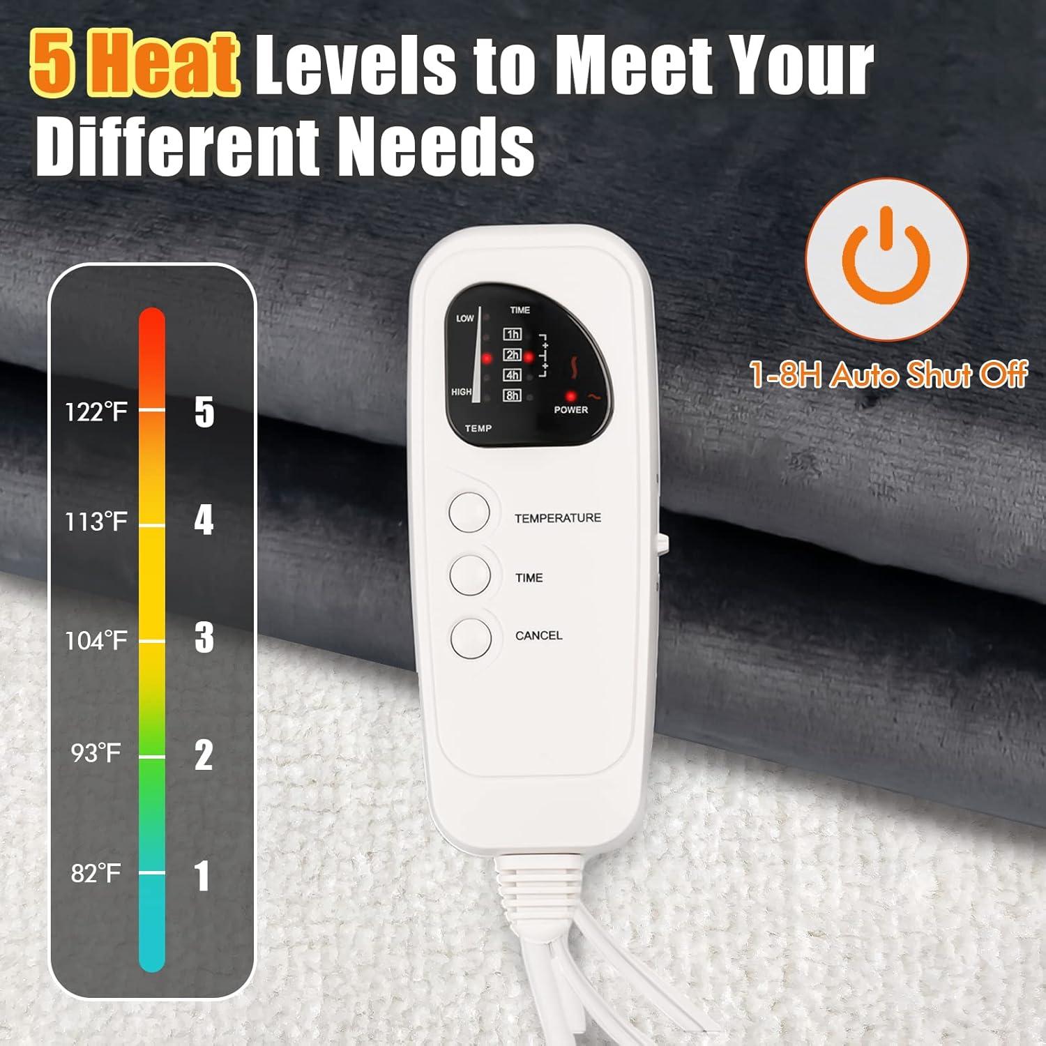Almohadilla Térmica Eléctrica CLEEMAN Individual 177.8x76.2cm 5 Niveles