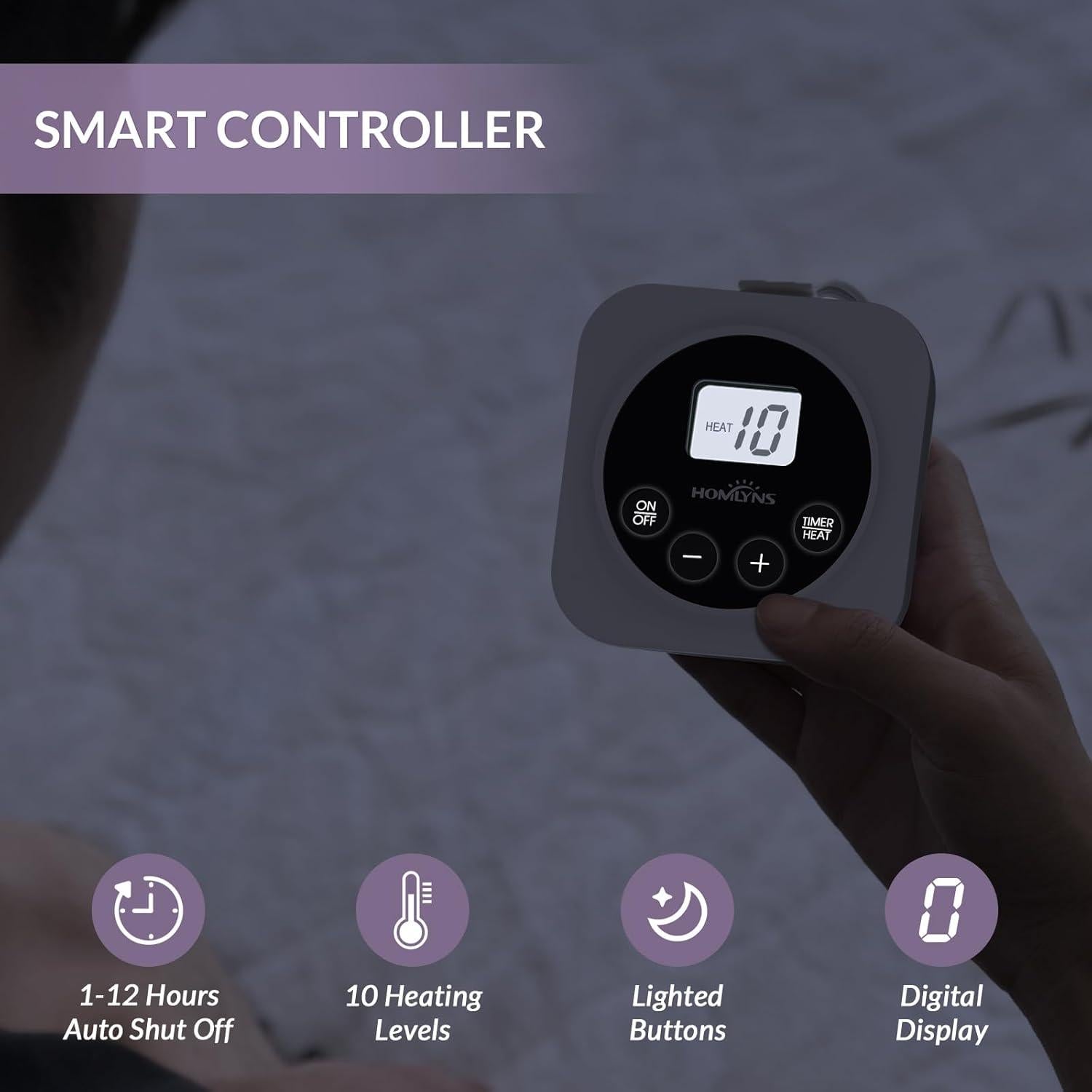 Almohadilla Térmica Eléctrica HOMLYNS Individual 10 Niveles Calor