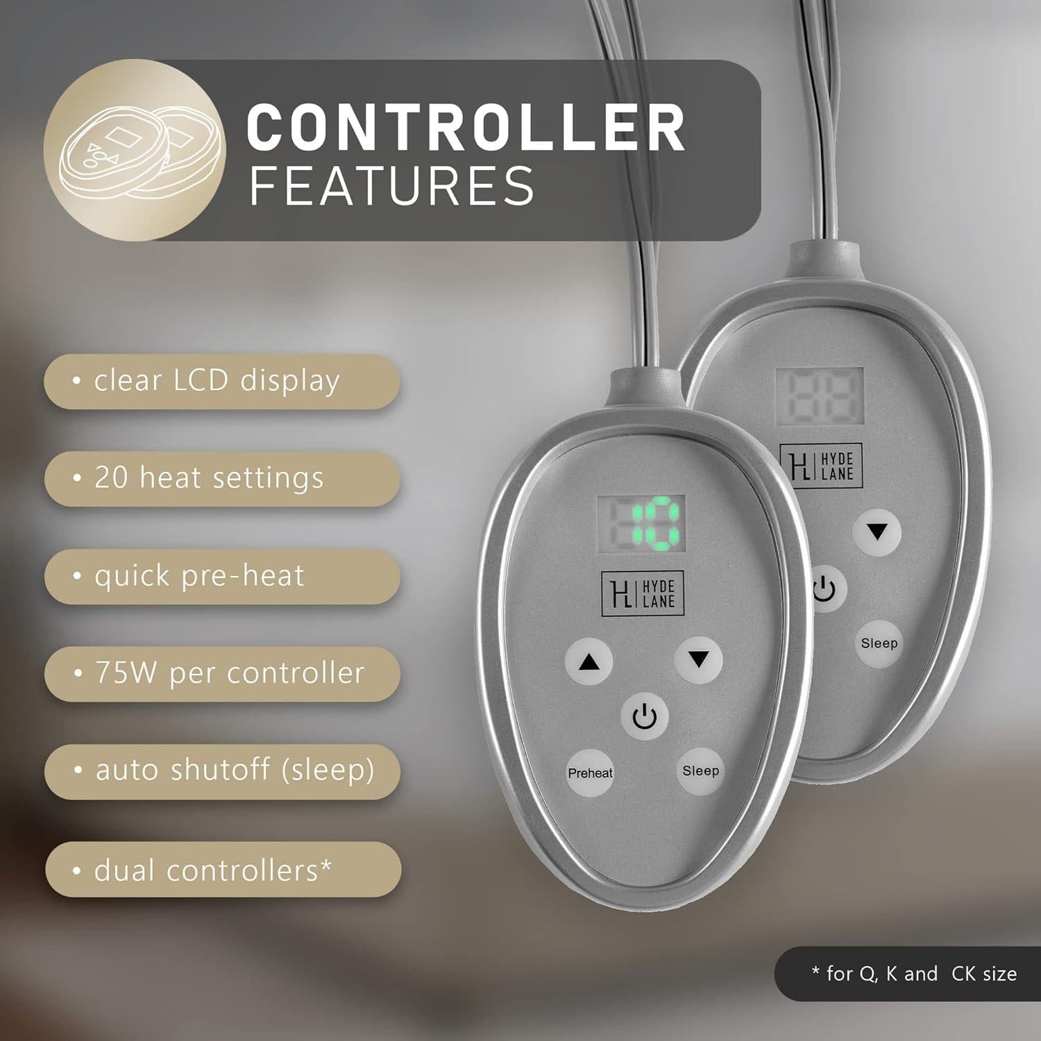 Almohadilla Térmica King Hyde Lane 100% Algodón 20 Niveles Calor