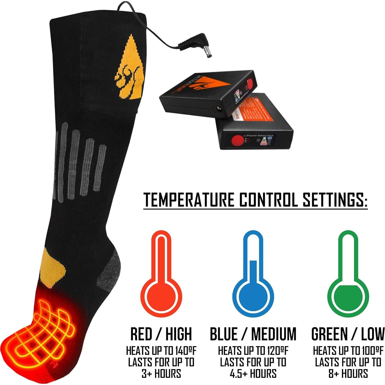Calcetines Calentados Recargables ActionHeat 3.7V Algodón