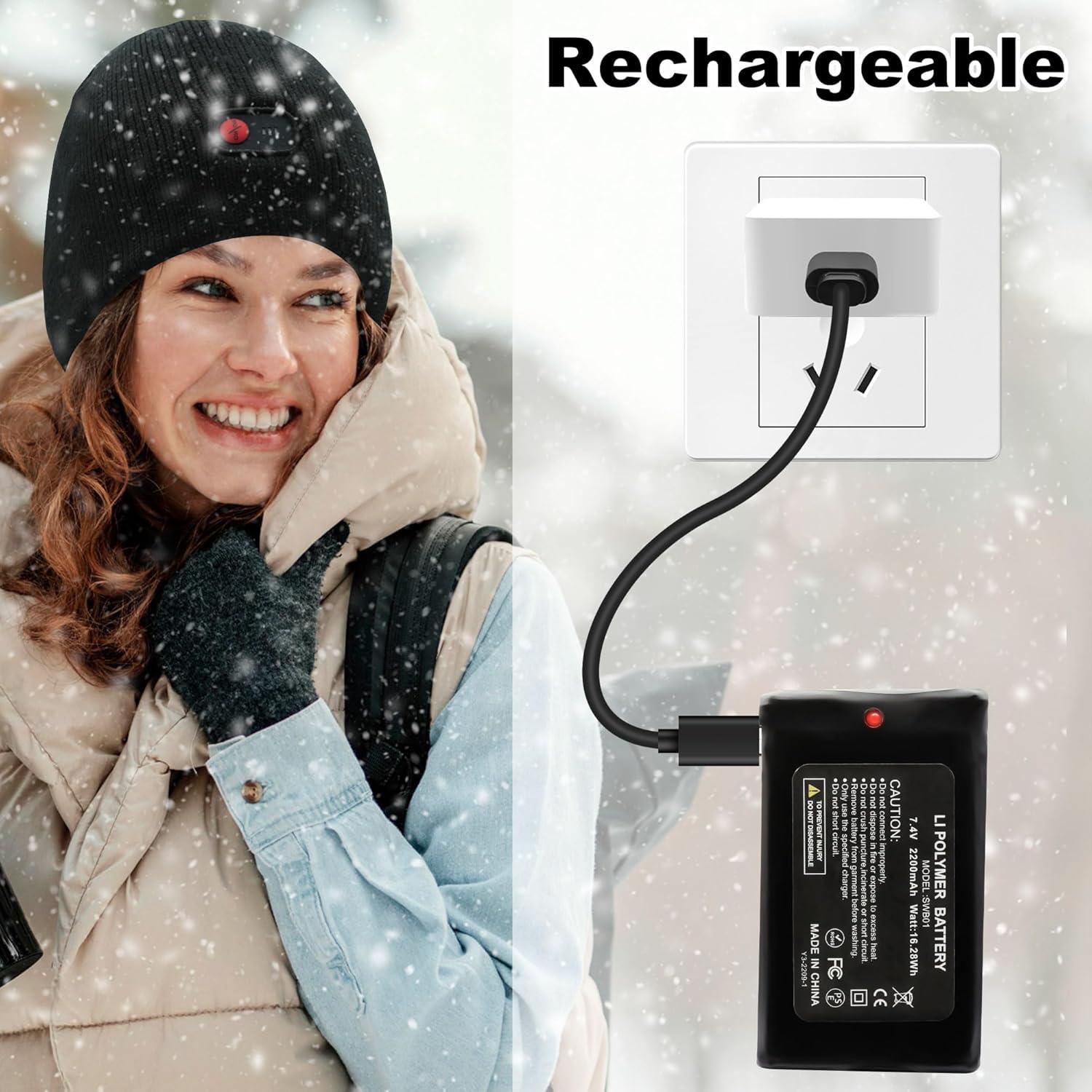 Gorro Calentado Eléctrico Rabbitroom 7.4V Recargable Unisex