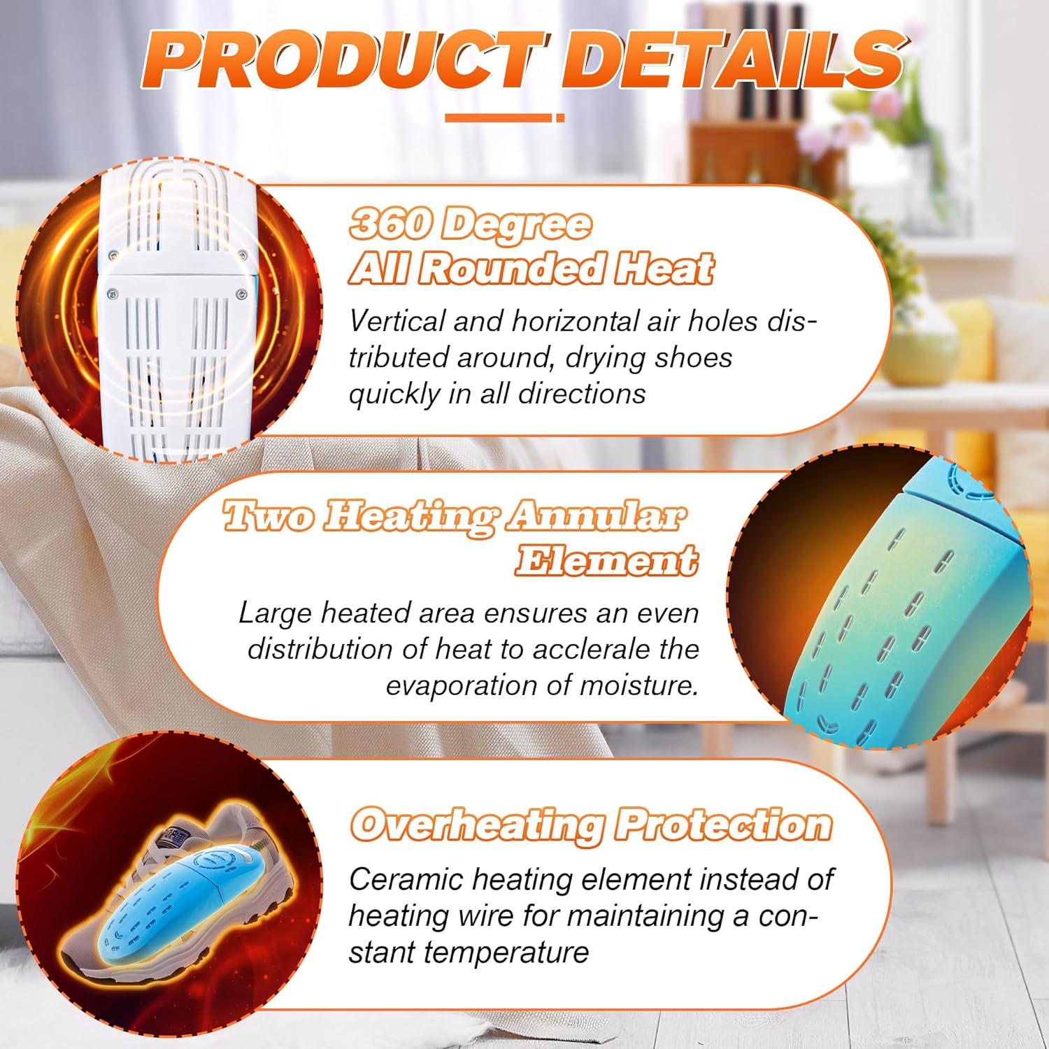 Secador de Zapatos Eléctrico Telescópico Dunkive 60°C