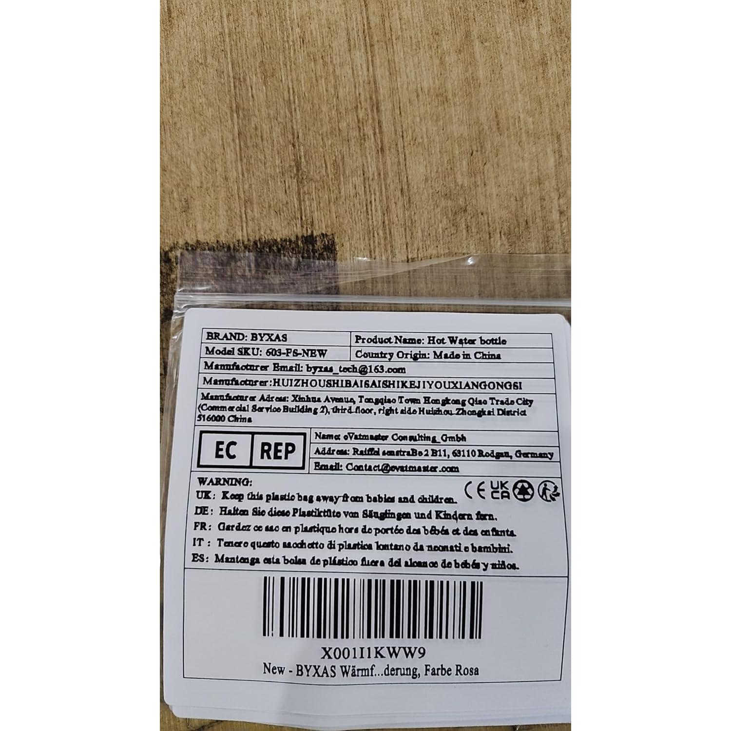 Botella de Agua Caliente 2L BYXAS con Funda Inodoro Rosa