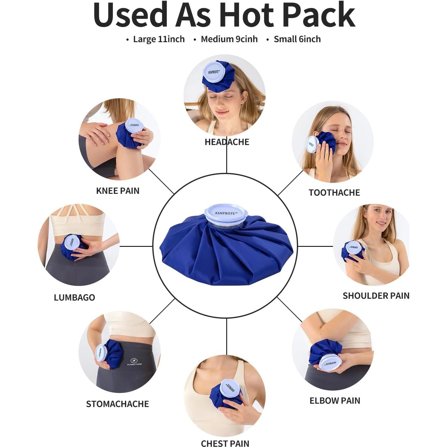 Bolsa de Hielo Reutilizable ASNPROTE 9" para Lesiones y Calor