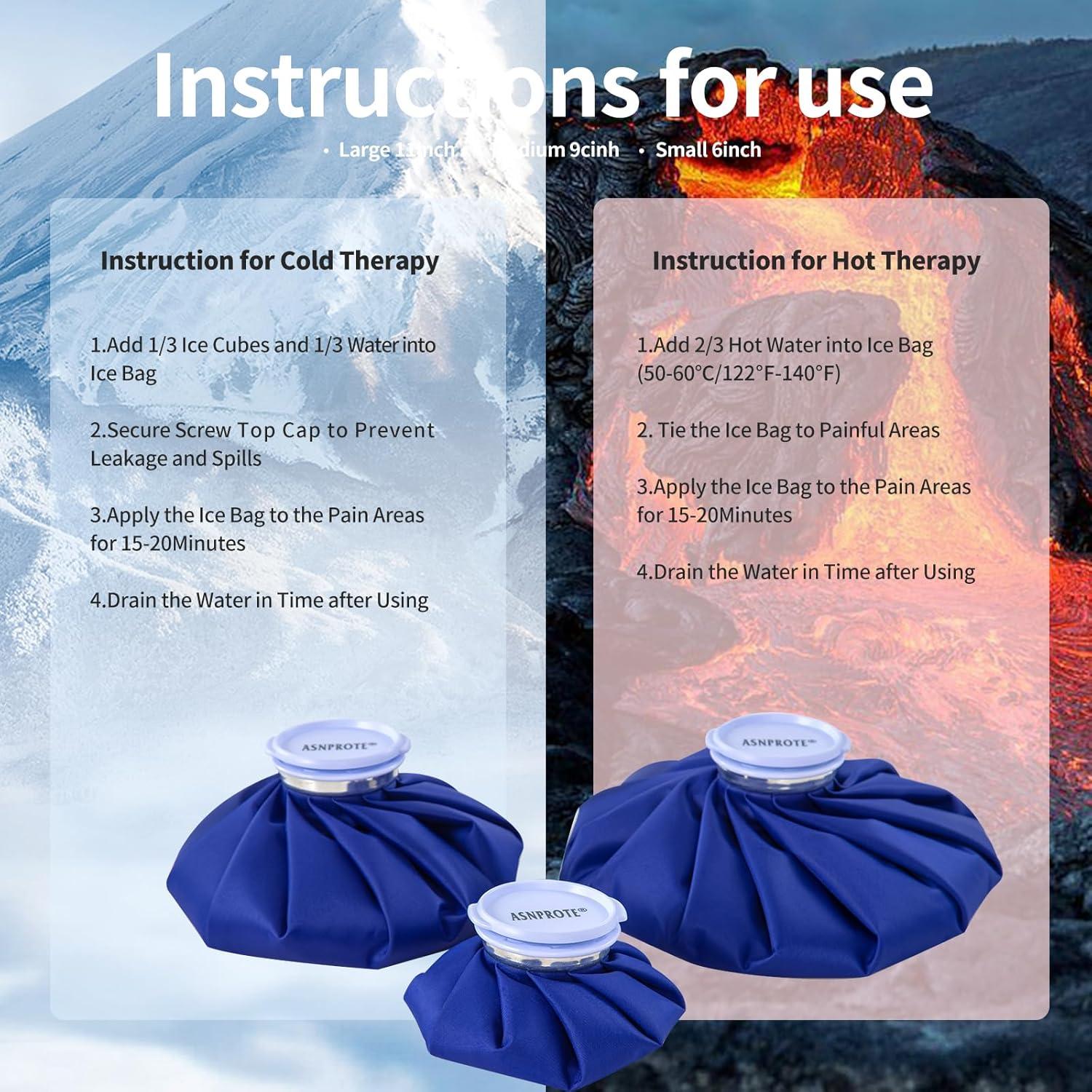 Bolsa de Hielo Reutilizable ASNPROTE 9" para Lesiones y Calor