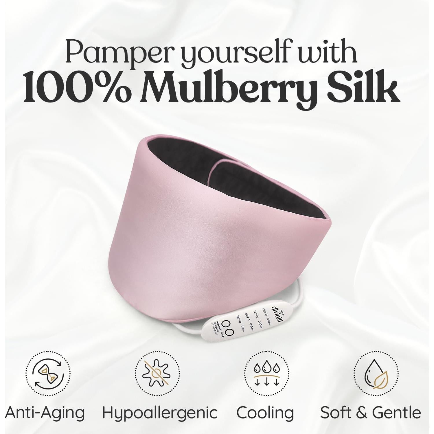 Almohadilla Térmica Eléctrica de Seda DROP OF DIVINITI - Cuello y Hombros, 4 Modos de Calor, Rosa