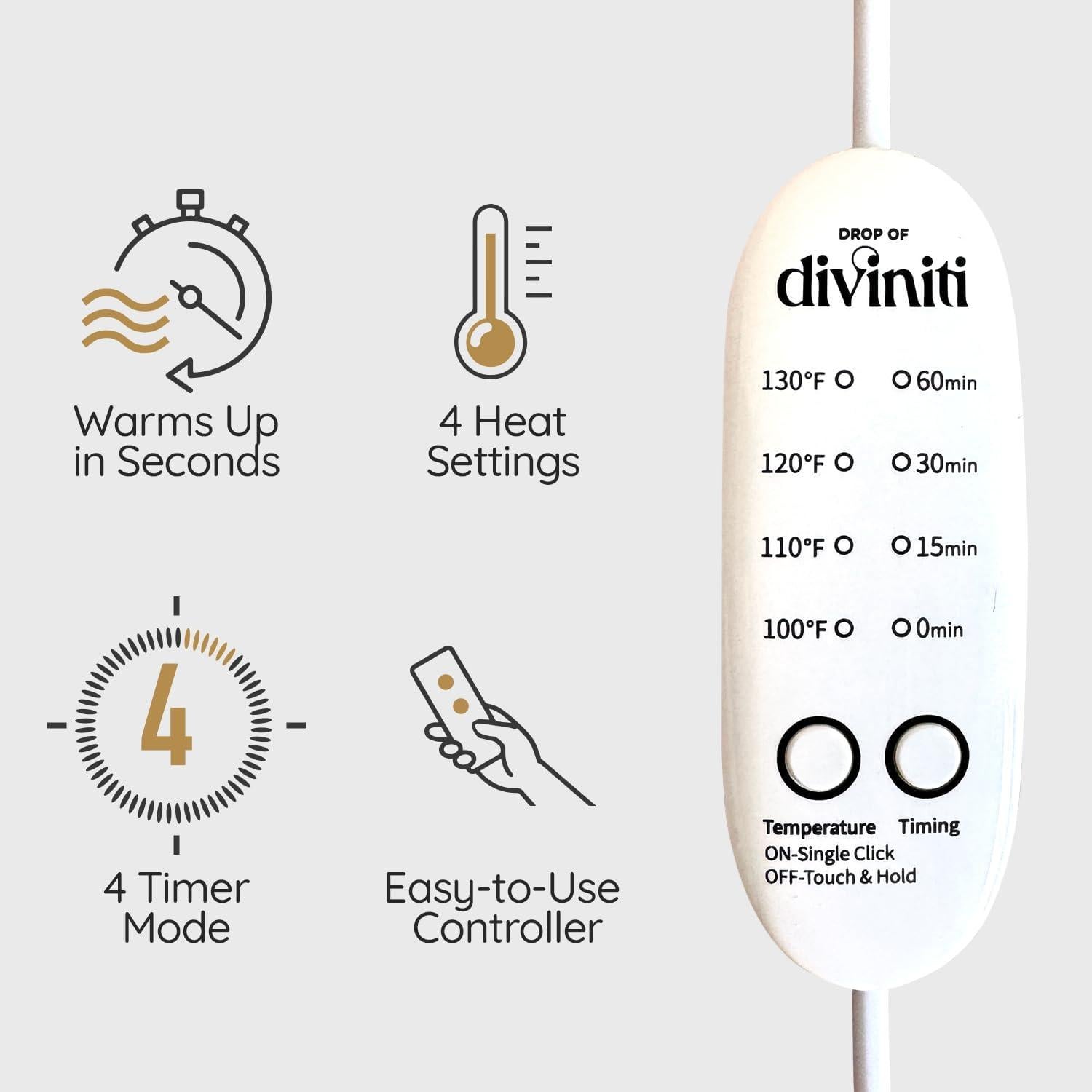 Almohadilla Térmica Eléctrica de Seda DROP OF DIVINITI - Cuello y Hombros, 4 Modos de Calor, Rosa