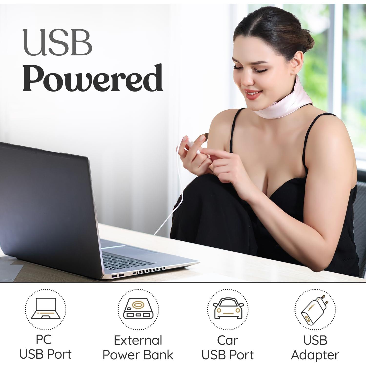 Almohadilla Térmica Eléctrica de Seda DROP OF DIVINITI - Cuello y Hombros, 4 Modos de Calor, Rosa