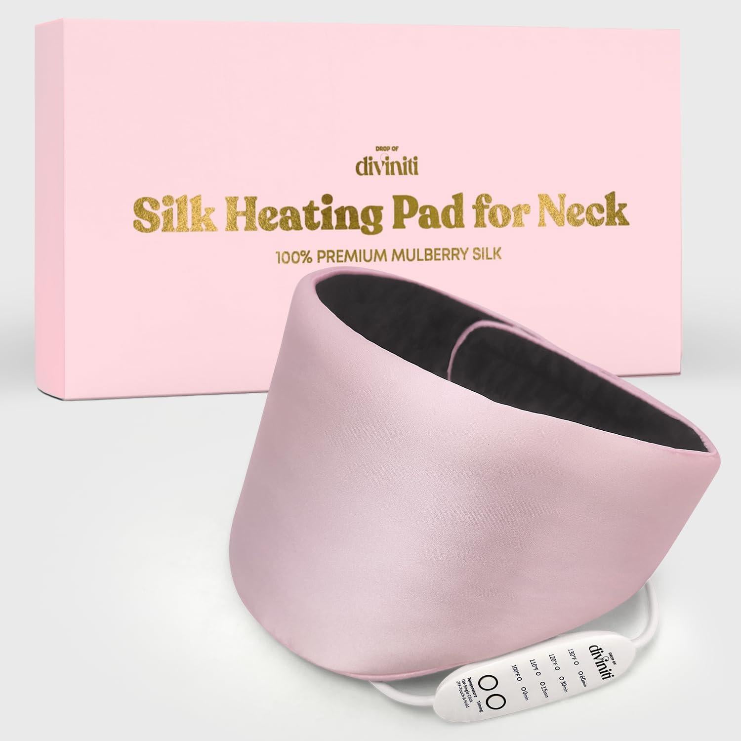 Almohadilla Térmica Eléctrica de Seda DROP OF DIVINITI - Cuello y Hombros, 4 Modos de Calor, Rosa