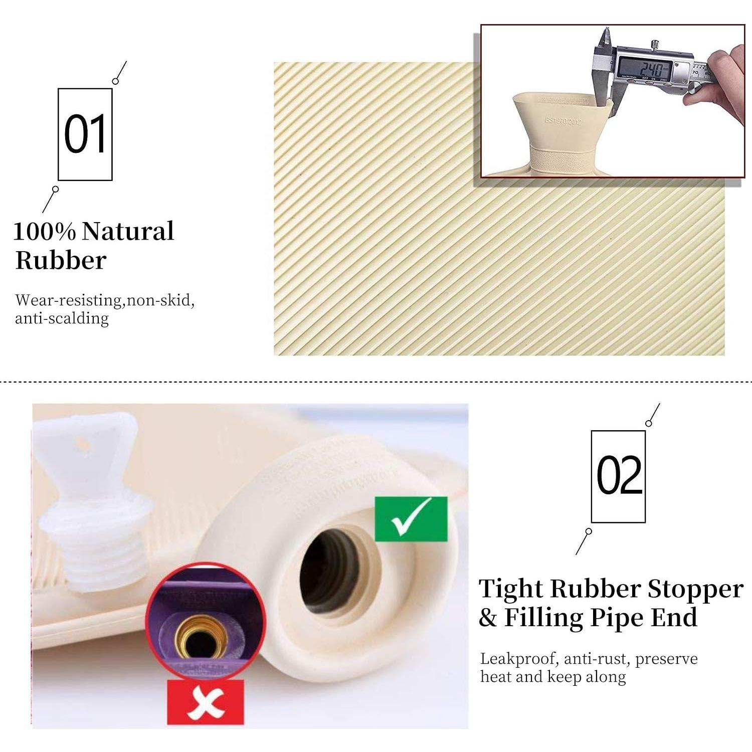 Botella de Agua Caliente AIKOTOO 2L con Funda Caricatura Gris