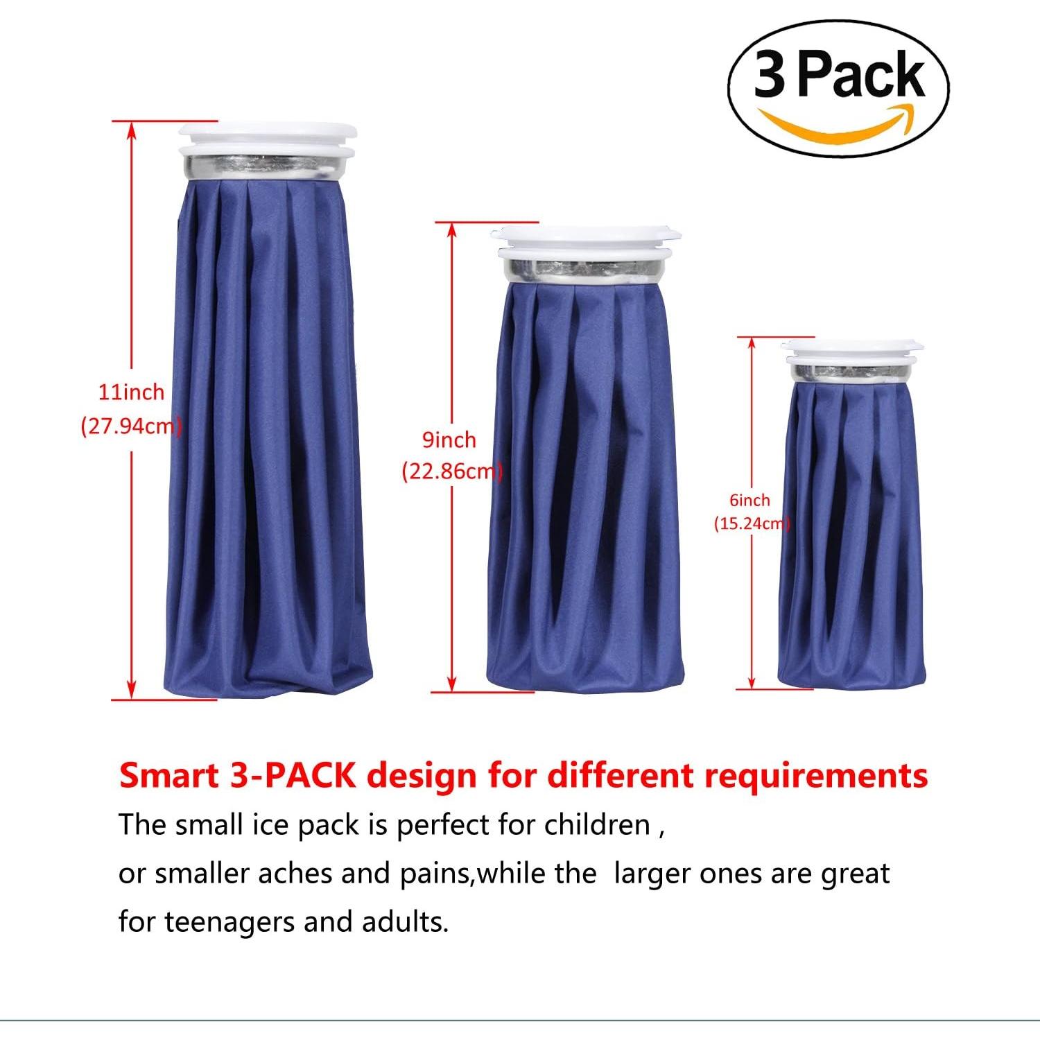 Paquete de 3 bolsas de hielo reutilizables SWISSELITE 15/23/28 cm