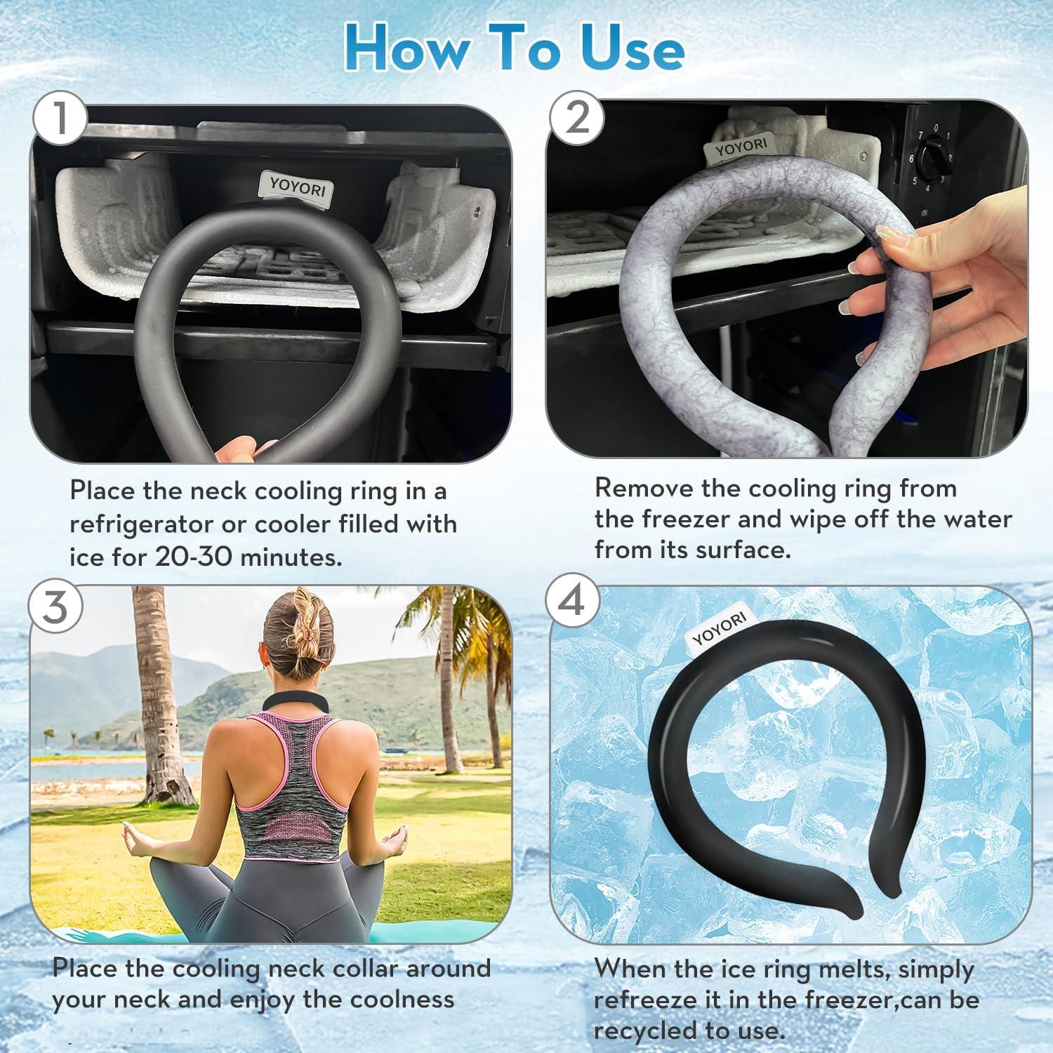 Tubo de Enfriamiento para Cuello YOYORI 2PCS Negro Reutilizable