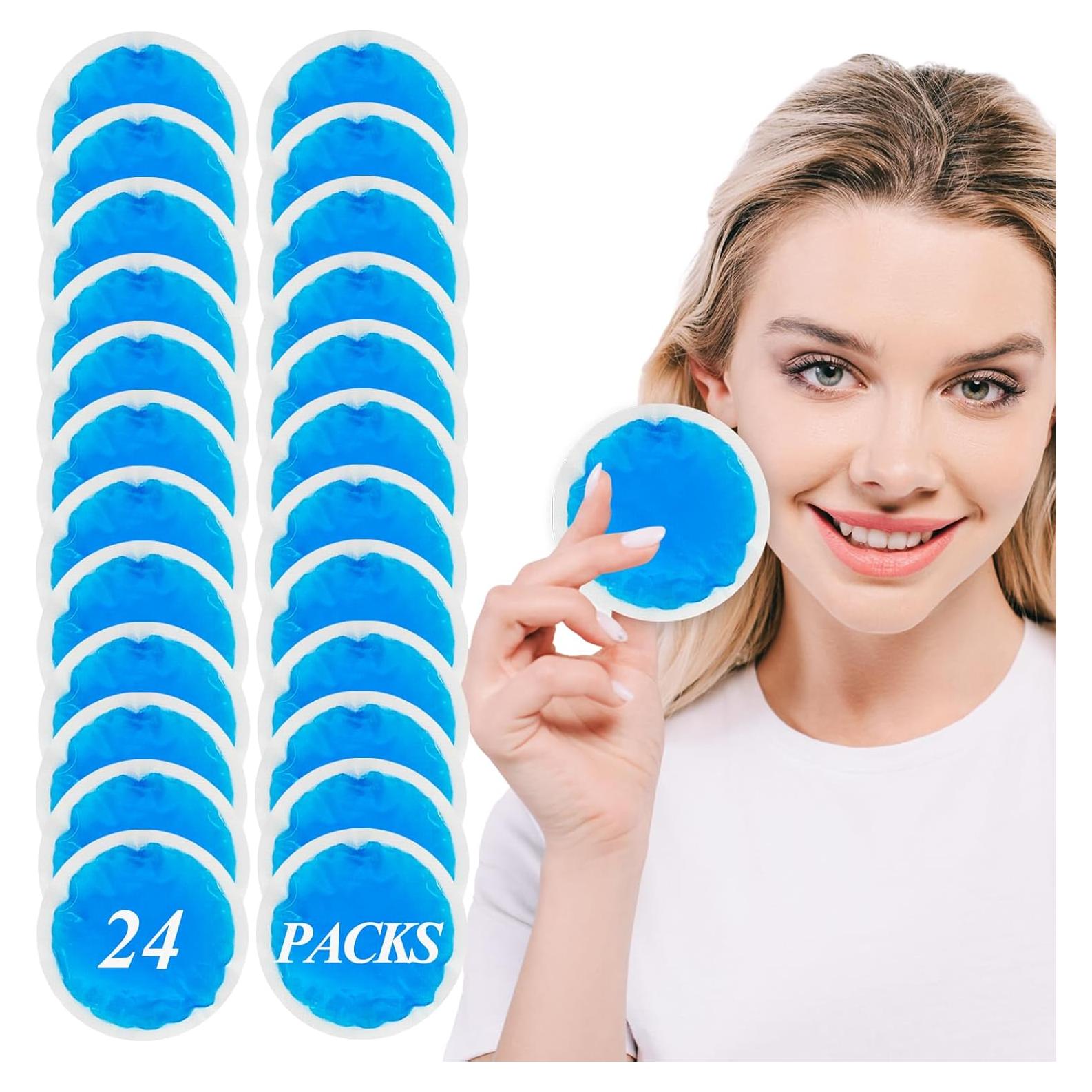 24 Pack Small Ice Packs for Injuries Reusable,Hot & Cold Gel Ice Packs for Face,Eyes,Neck,Wisdom Teeth,Headache,Allergies,Shoulder Pain Relief,Warm & Cold Compress for Boo Boos Kids (24Blue)
