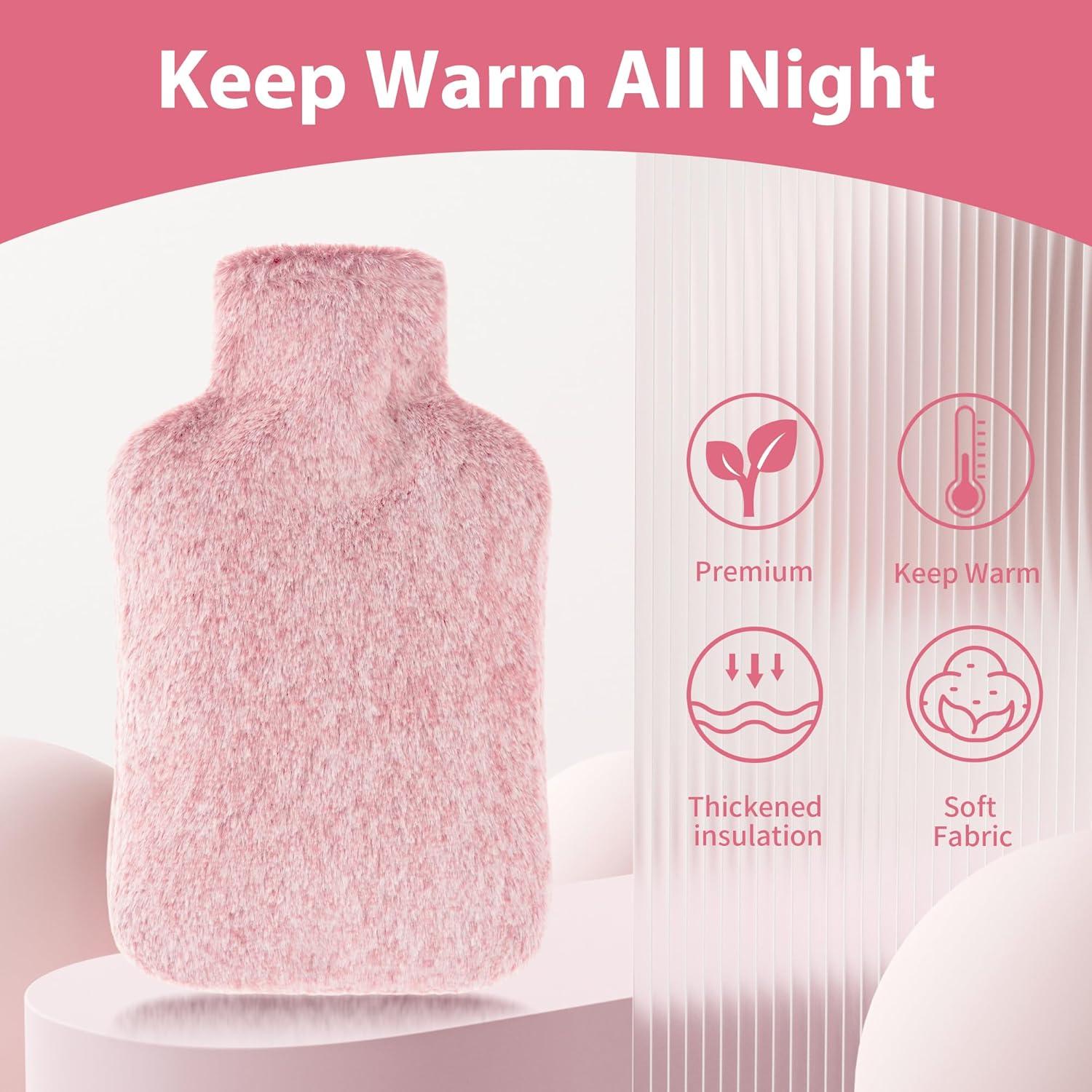 Botella de Agua Caliente DICEVER 2L con Funda Rosa a Prueba de Fugas