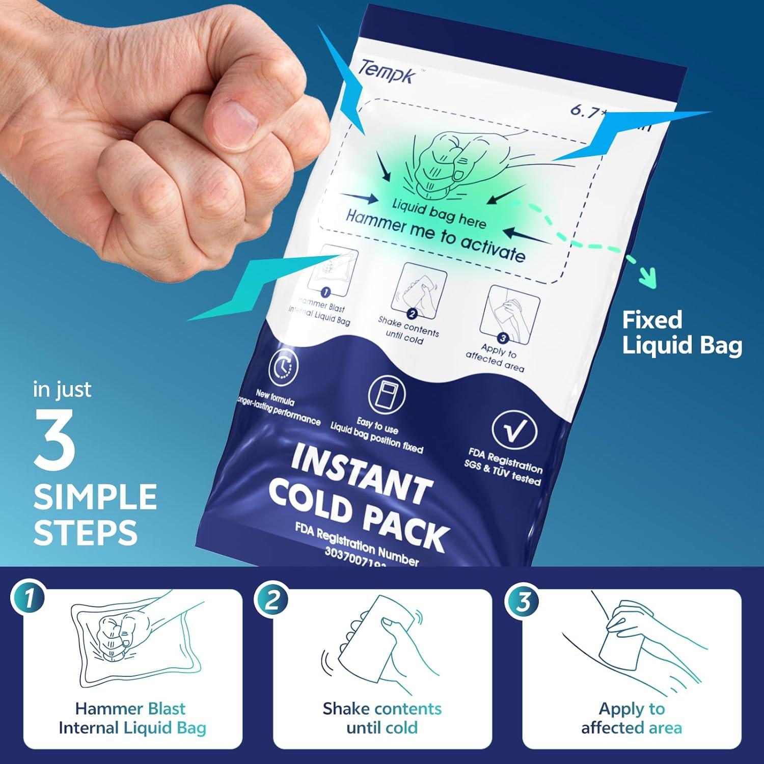 25 Paquetes Fríos Instantáneos Tempk - Compresas Desechables para Lesiones