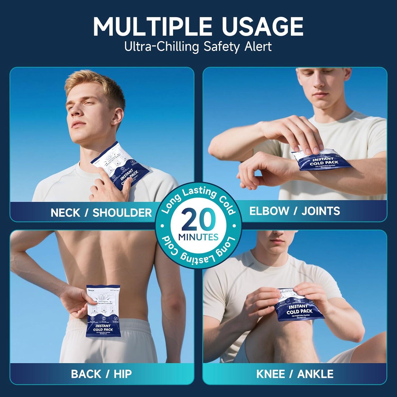 25 Paquetes Fríos Instantáneos Tempk - Compresas Desechables para Lesiones