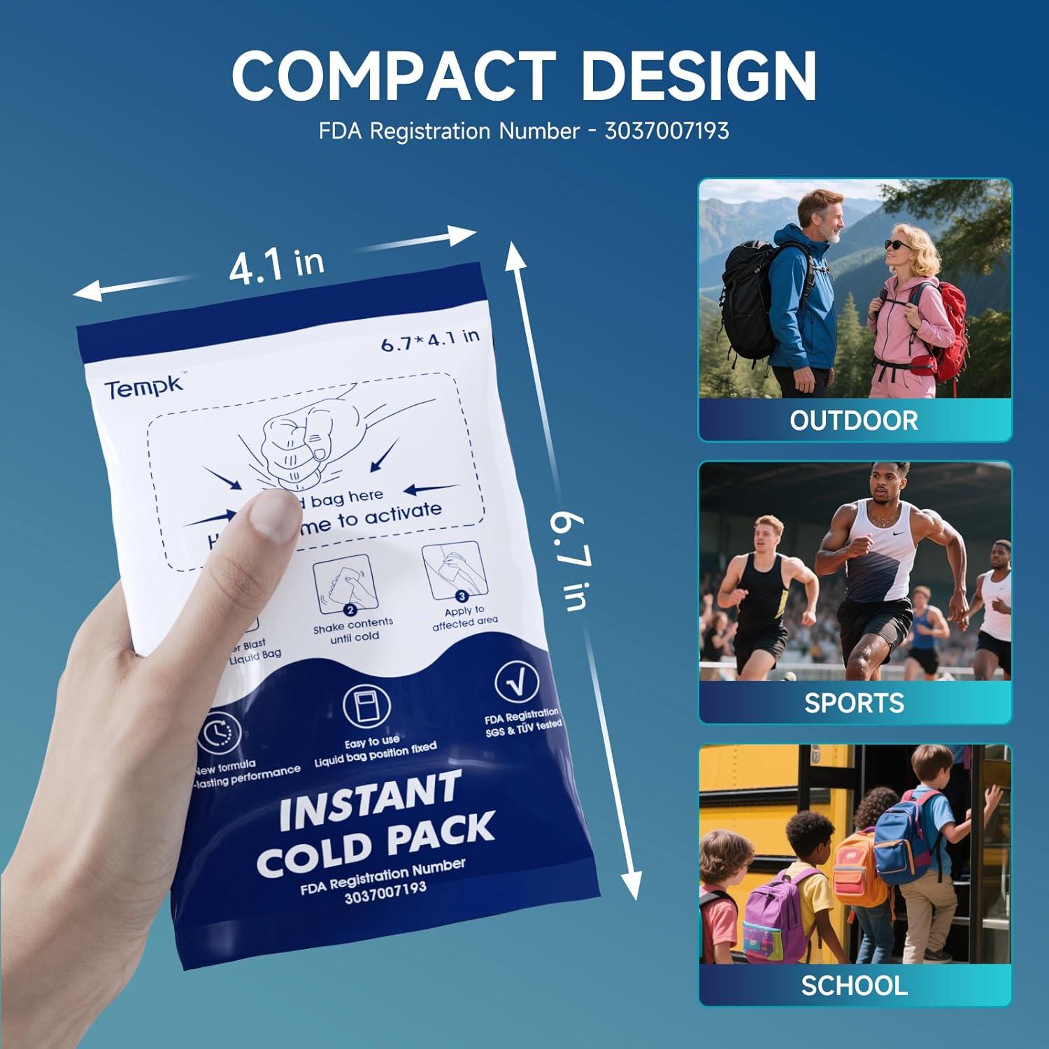 25 Paquetes Fríos Instantáneos Tempk - Compresas Desechables para Lesiones