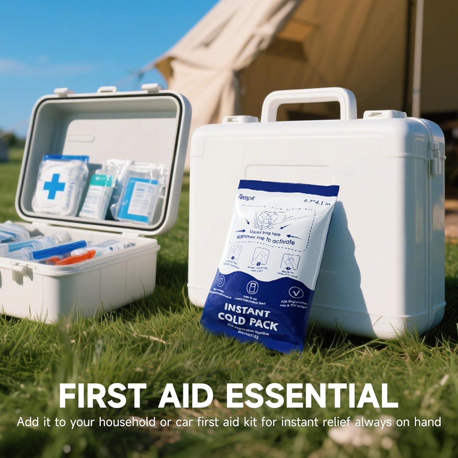 25 Paquetes Fríos Instantáneos Tempk - Compresas Desechables para Lesiones