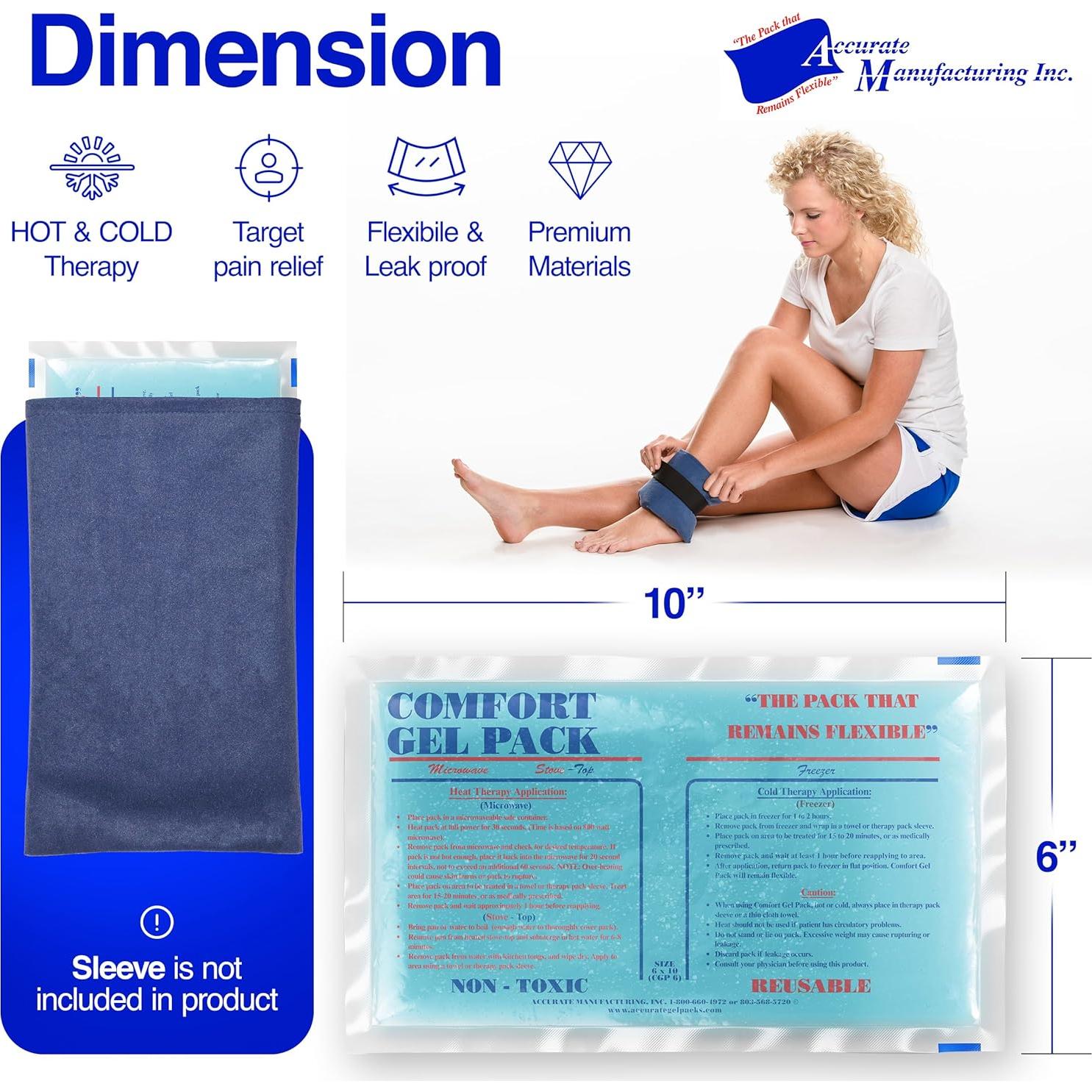 Paquete de Gel Reutilizable 15.24x25.4cm para Alivio del Dolor