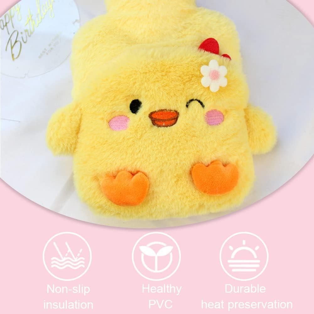 Bolsa de Agua Caliente LIUHUIZEYU 500ml con Funda de Peluche Amarillo