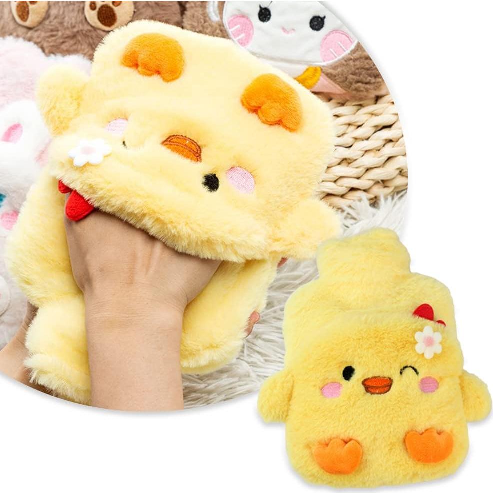 Bolsa de Agua Caliente LIUHUIZEYU 500ml con Funda de Peluche Amarillo