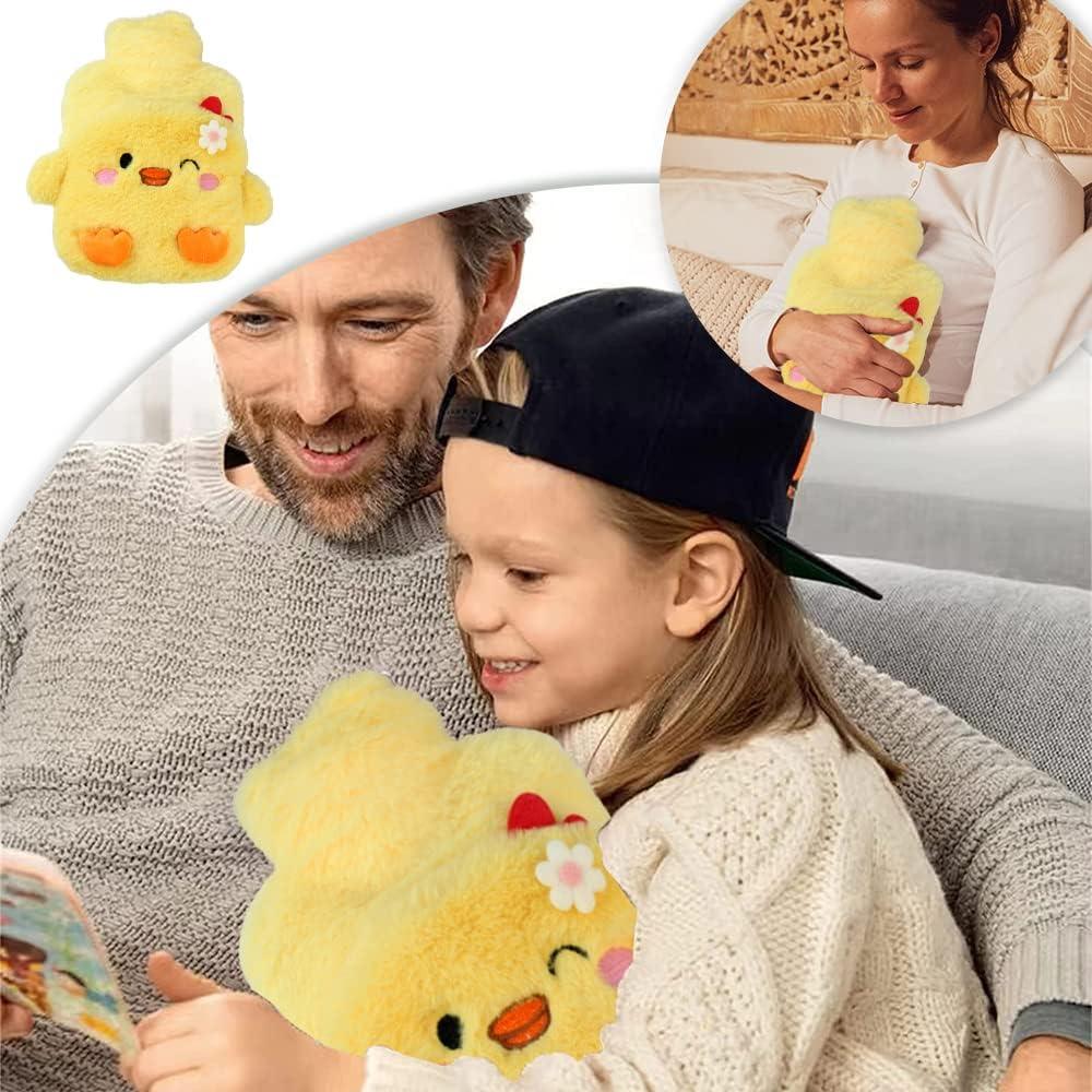 Bolsa de Agua Caliente LIUHUIZEYU 500ml con Funda de Peluche Amarillo