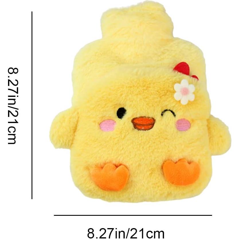 Bolsa de Agua Caliente LIUHUIZEYU 500ml con Funda de Peluche Amarillo