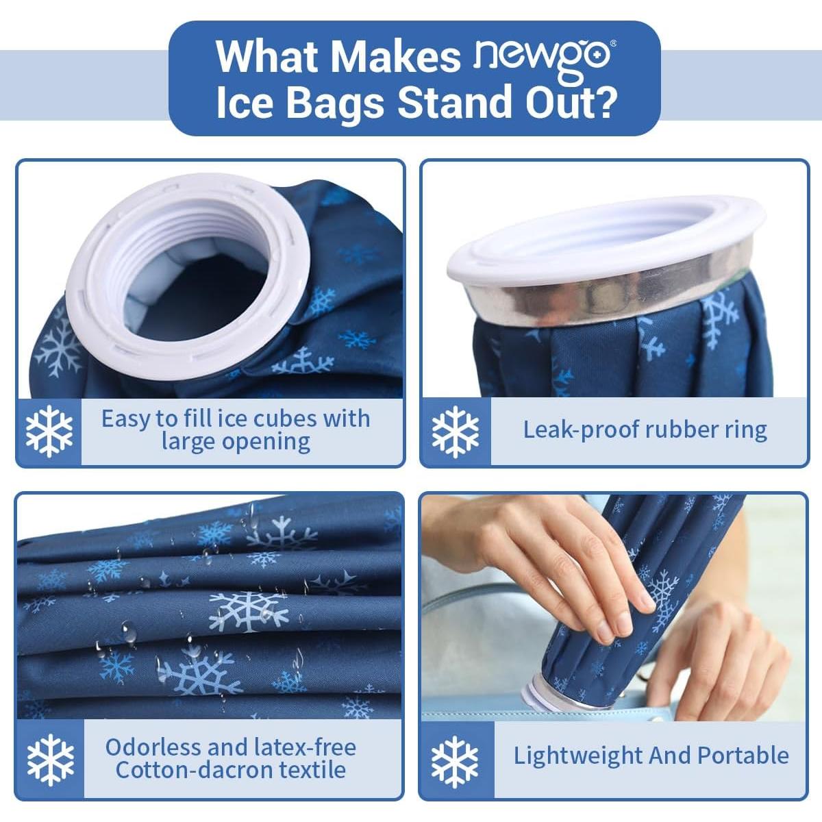 Bolsa de Hielo Reutilizable NEWGO 23 cm para Terapia Fría y Caliente