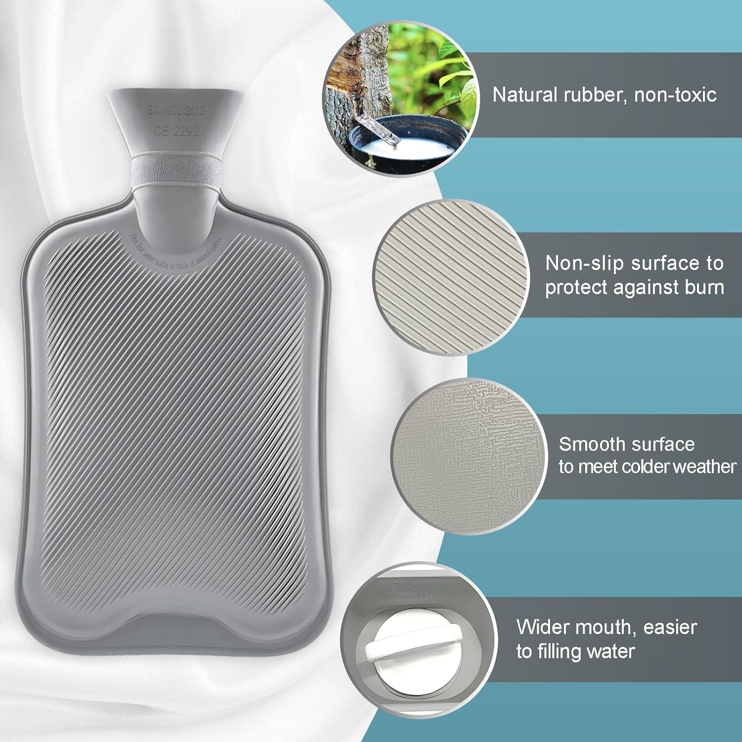 Botella de Agua Caliente 2L AIKOTOO Goma Terapia Fría y Caliente