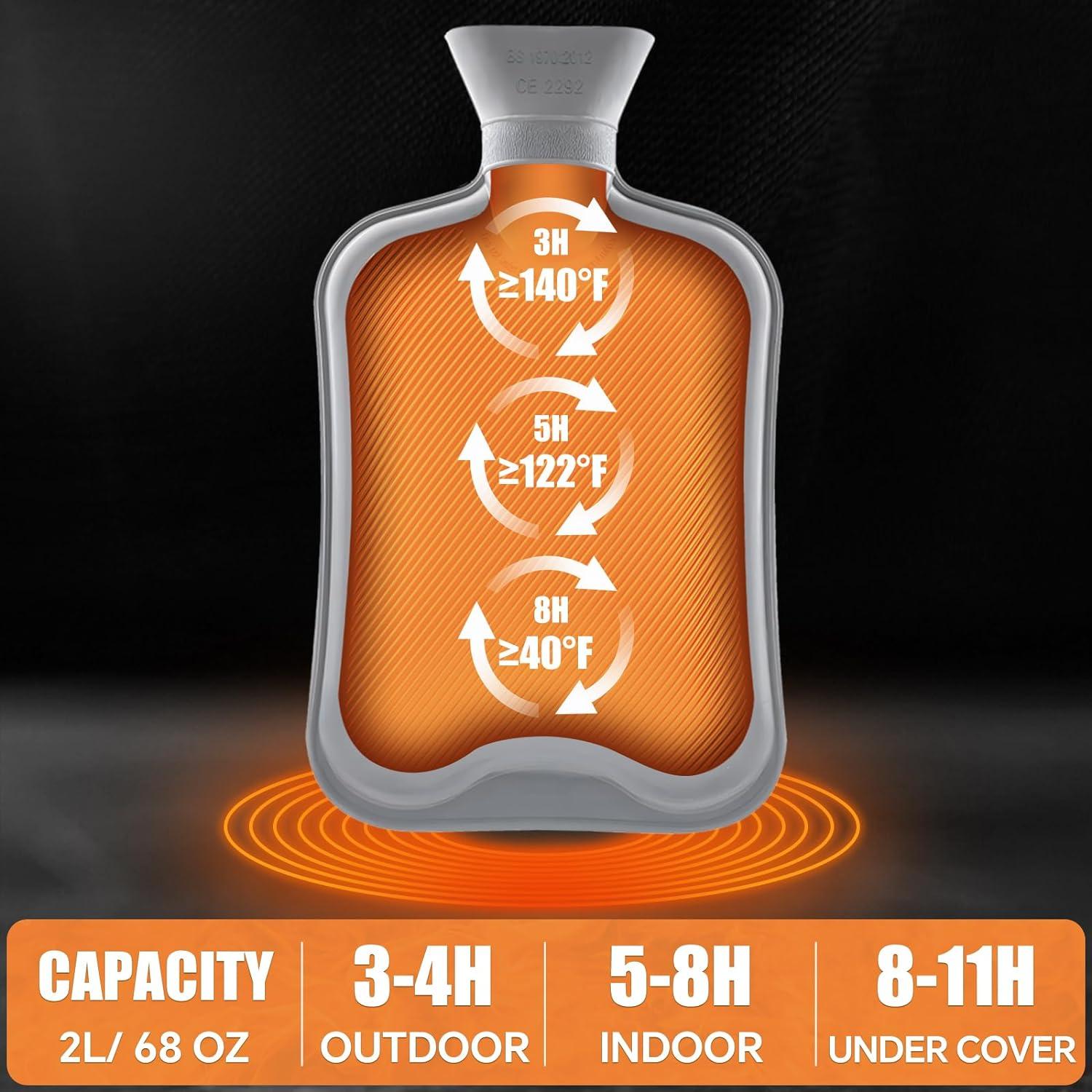 Botella de Agua Caliente 2L AIKOTOO Goma Terapia Fría y Caliente