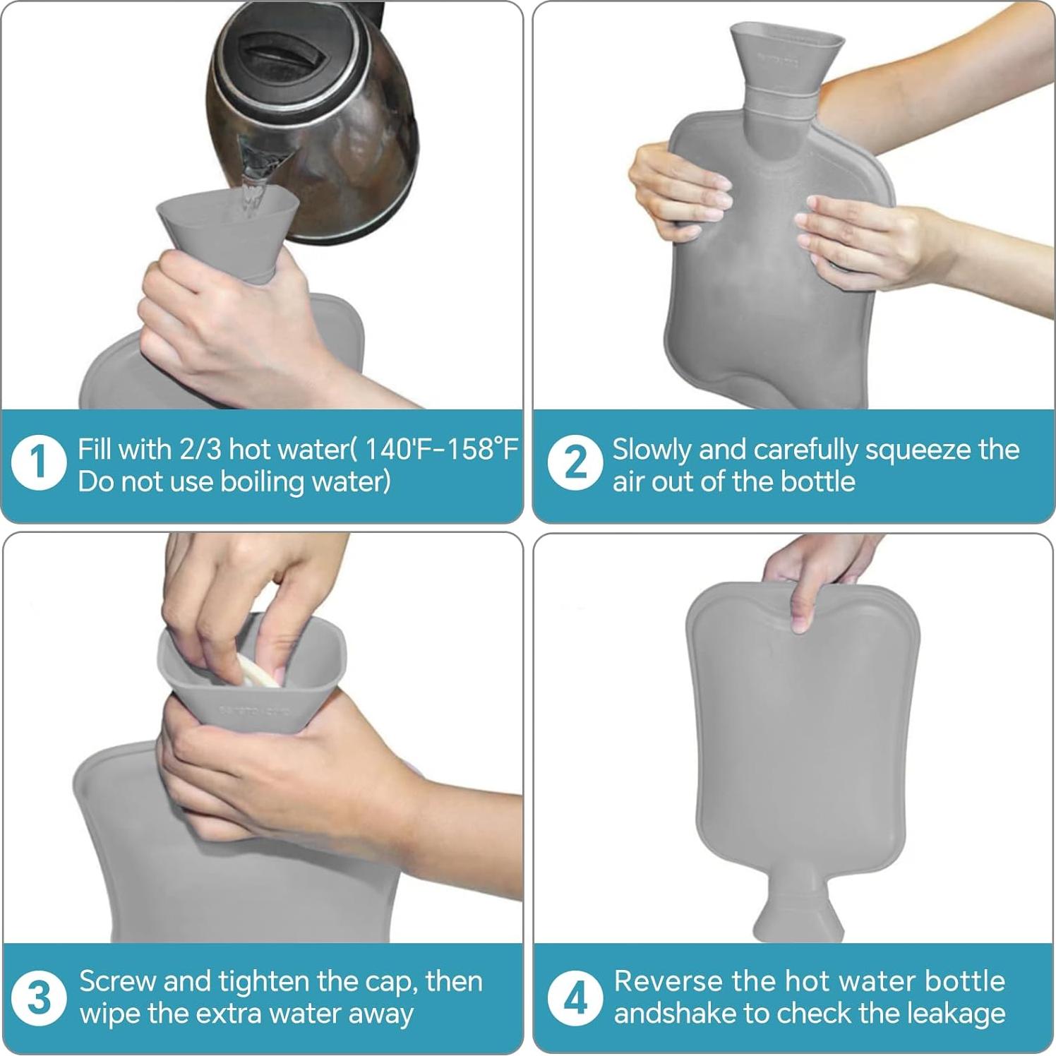 Botella de Agua Caliente 2L AIKOTOO Goma Terapia Fría y Caliente