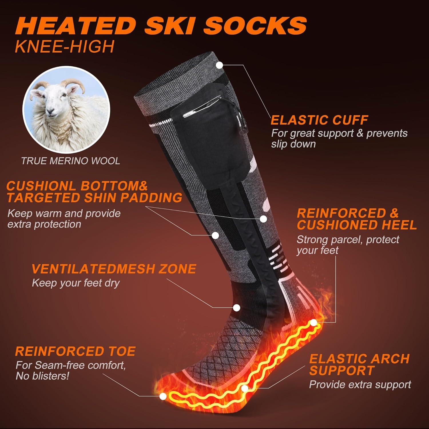 Calcetines Calentados HOTHUGZ Unisex XL de Lana Merino