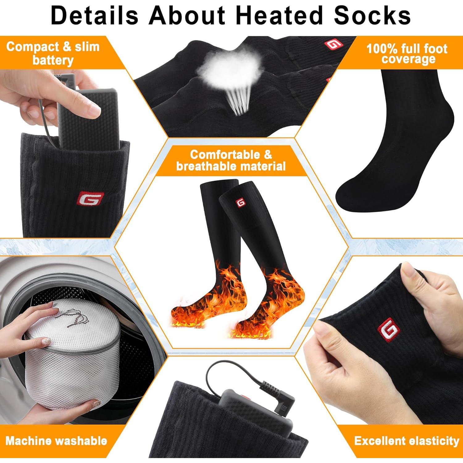 Calcetines Calentados Eléctricos Magnolia Negros Grandes 3.7V