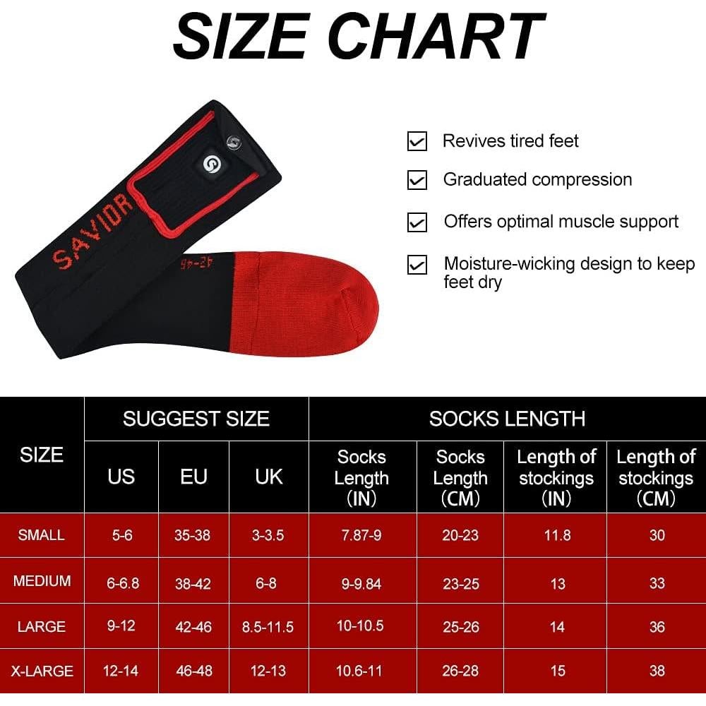 Calcetines Calentados SAVIOR HEAT Unisex Recargables 10h