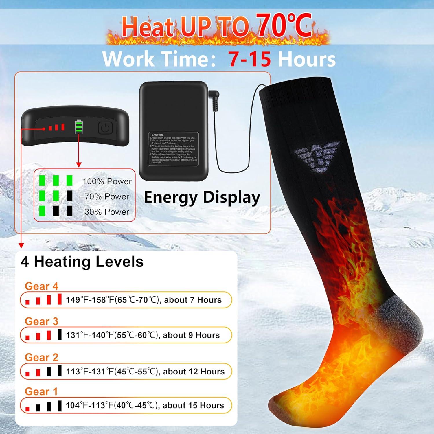 Calcetines Calentados Recargables Begleri 7.4V Unisex 45-71°C