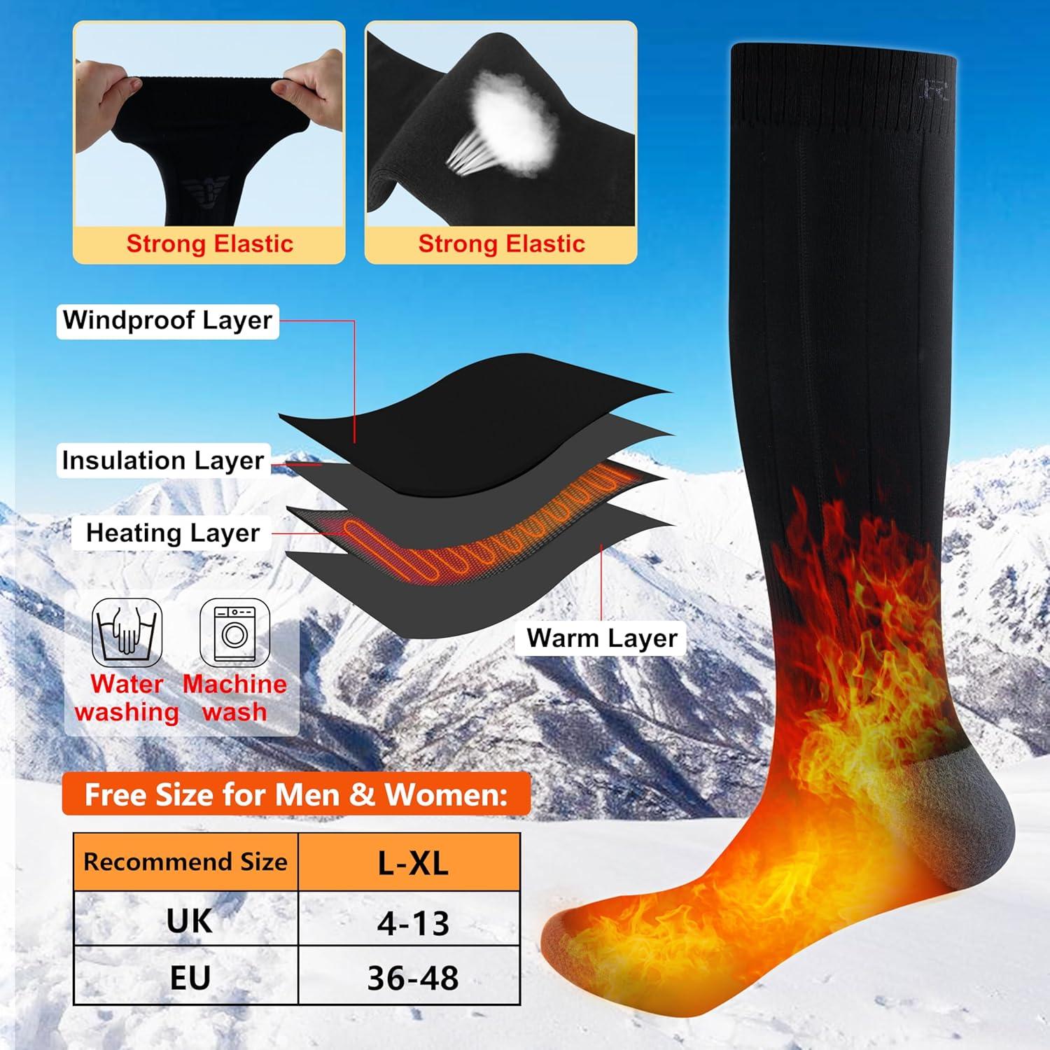 Calcetines Calentados Recargables Begleri 7.4V Unisex 45-71°C