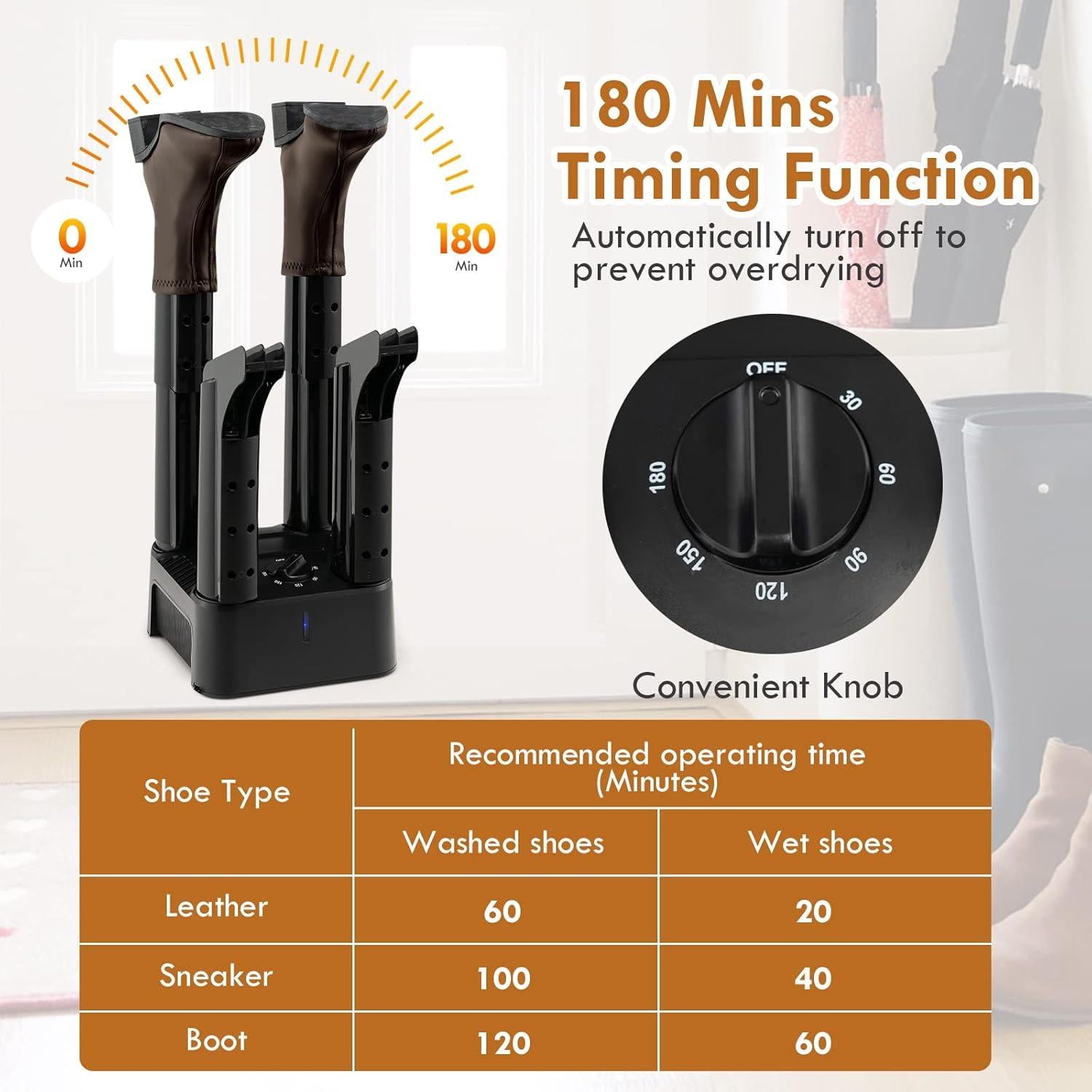 Secador de Zapatos Eléctrico S AFSTAR 200W 4 Tubos Negro