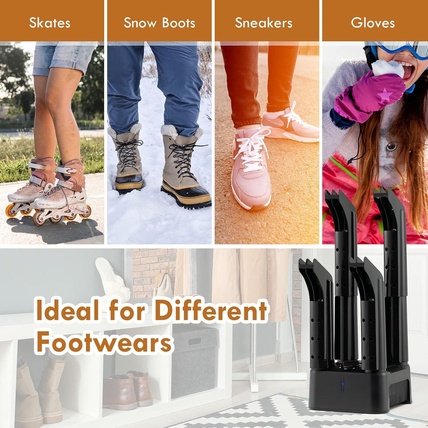 Secador de Zapatos Eléctrico S AFSTAR 200W 4 Tubos Negro