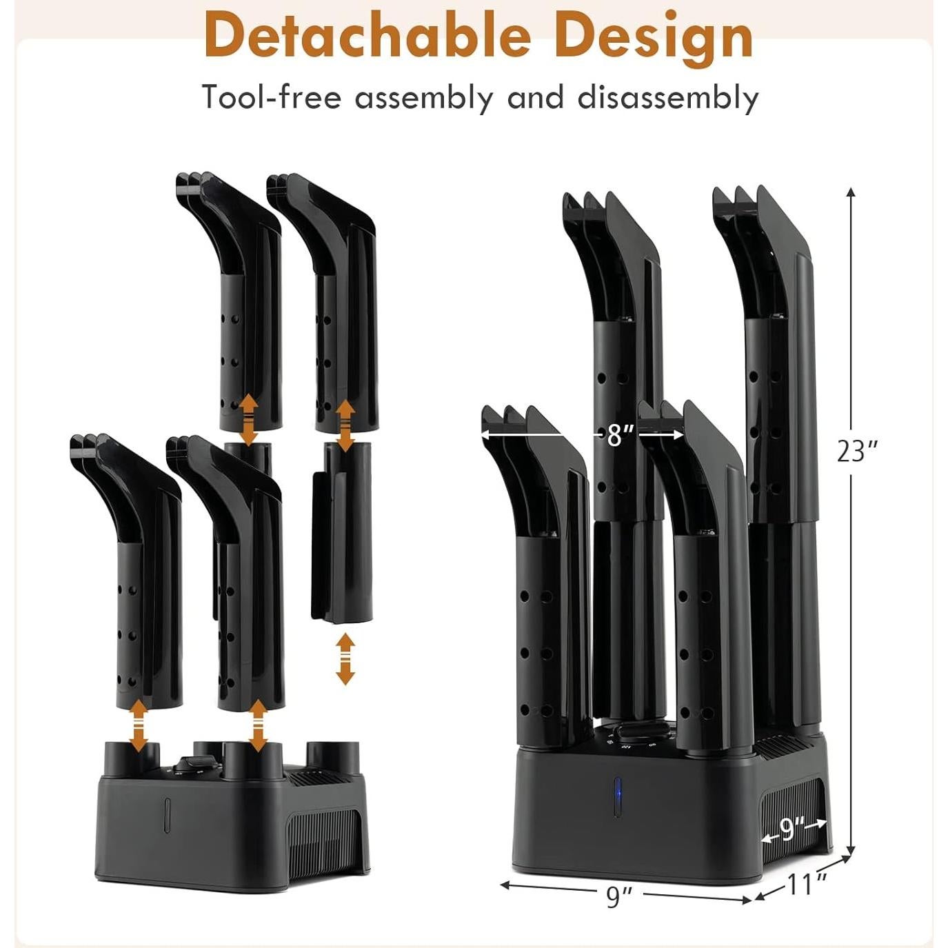 Secador de Zapatos Eléctrico S AFSTAR 200W 4 Tubos Negro