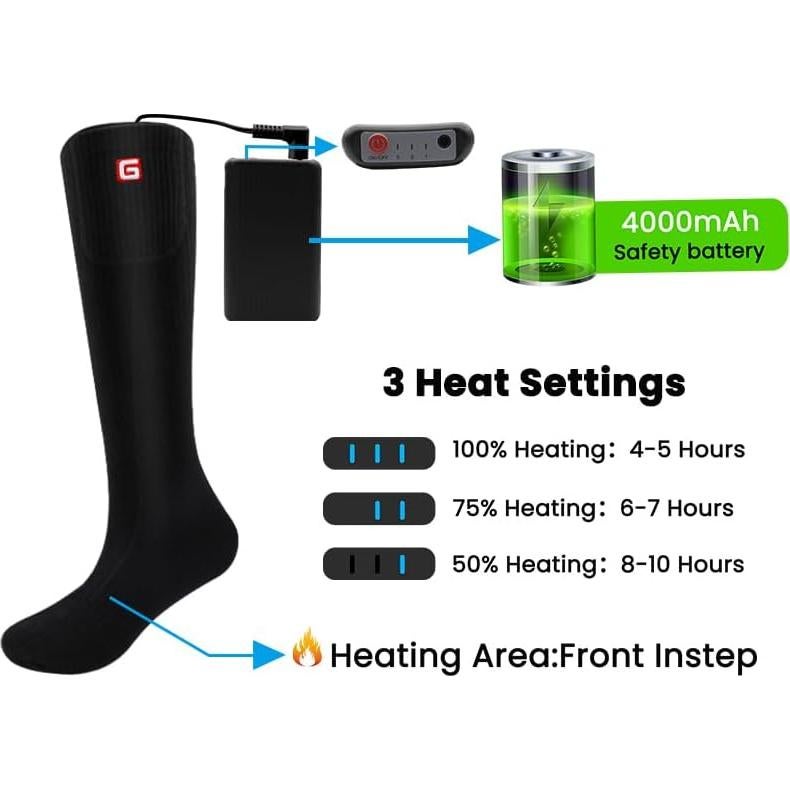 Calcetines Calentados Magnolia 3.7V Negro Mediano Recargables