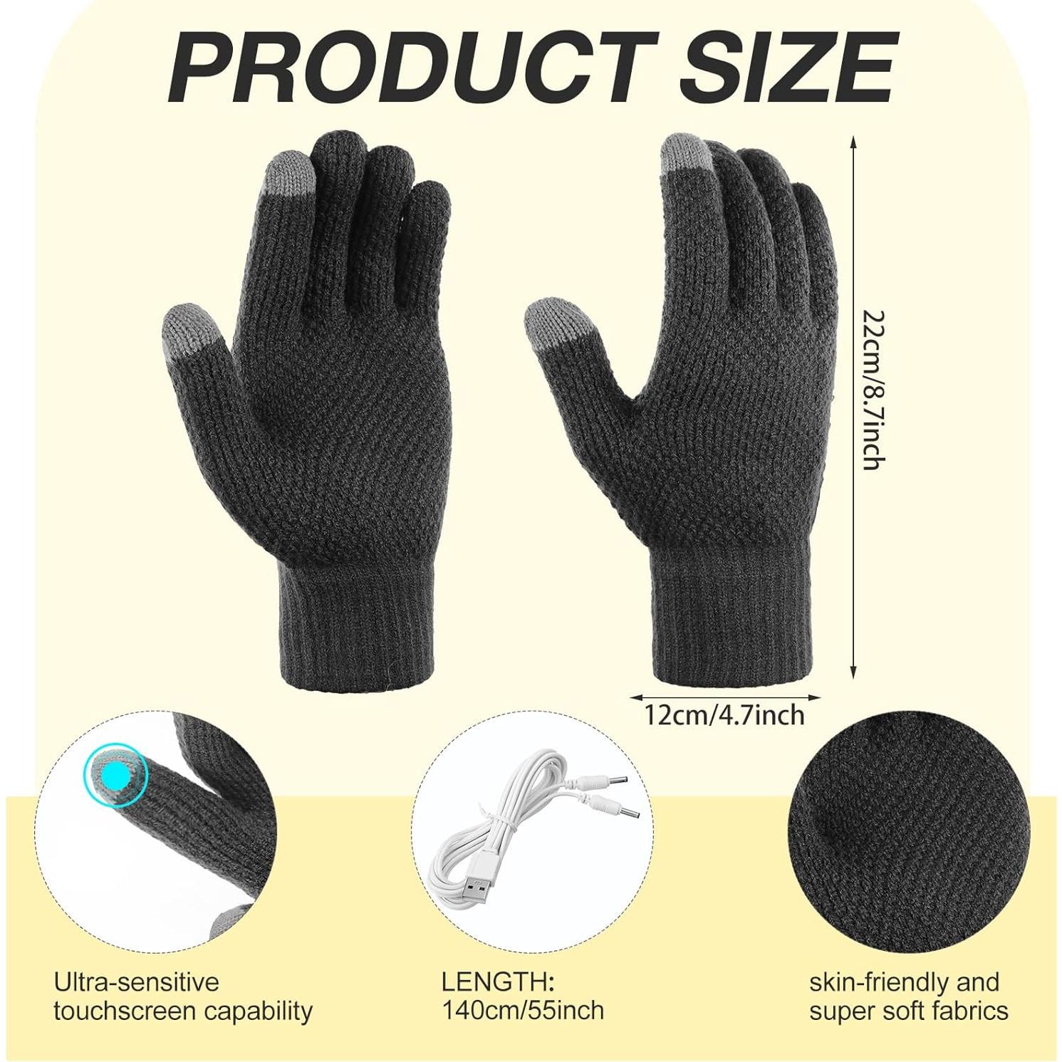 Guantes Térmicos USB Bencailor 2 Pares Lavables para Invierno