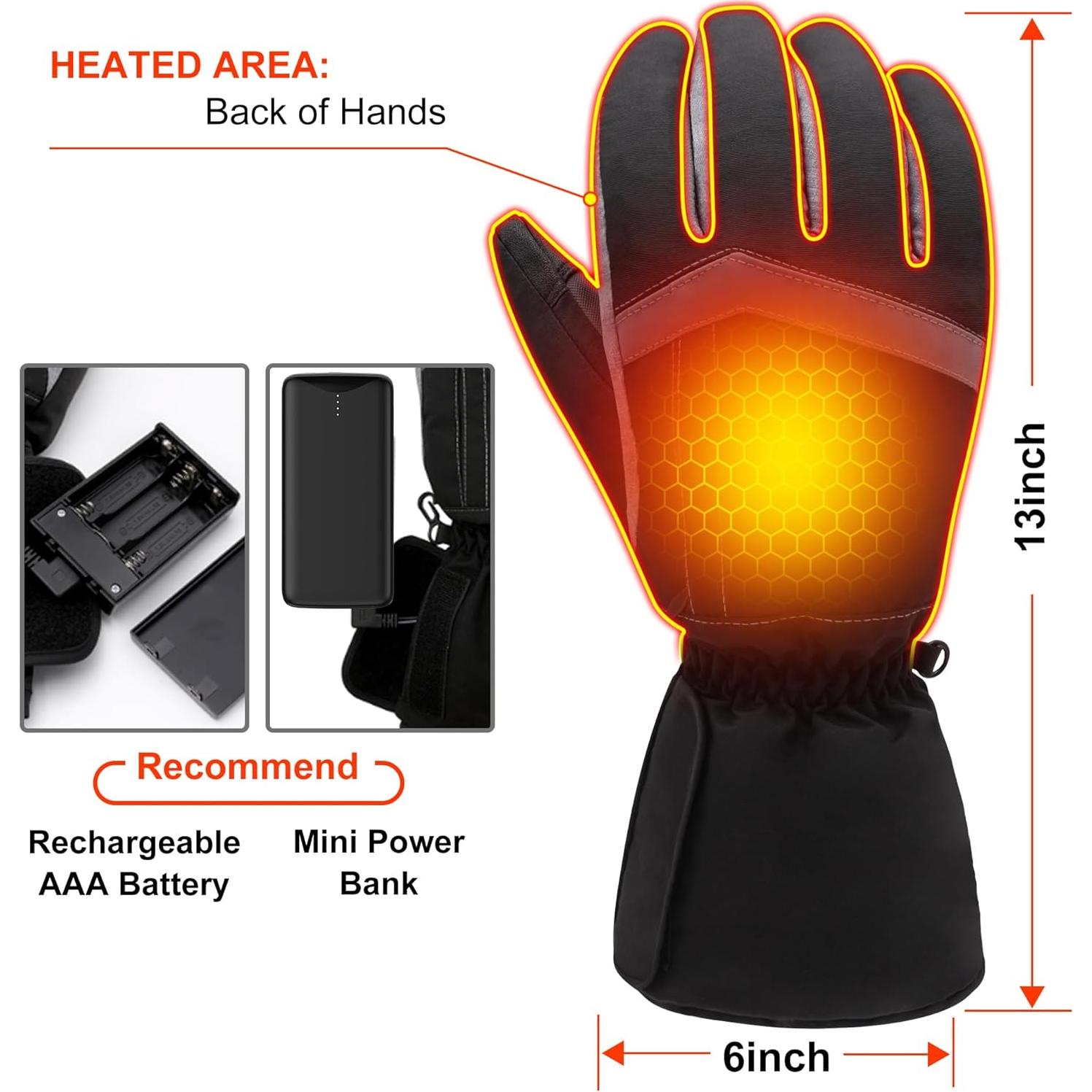 Guantes Calentados QILOVE Impermeables Táctiles para Invierno