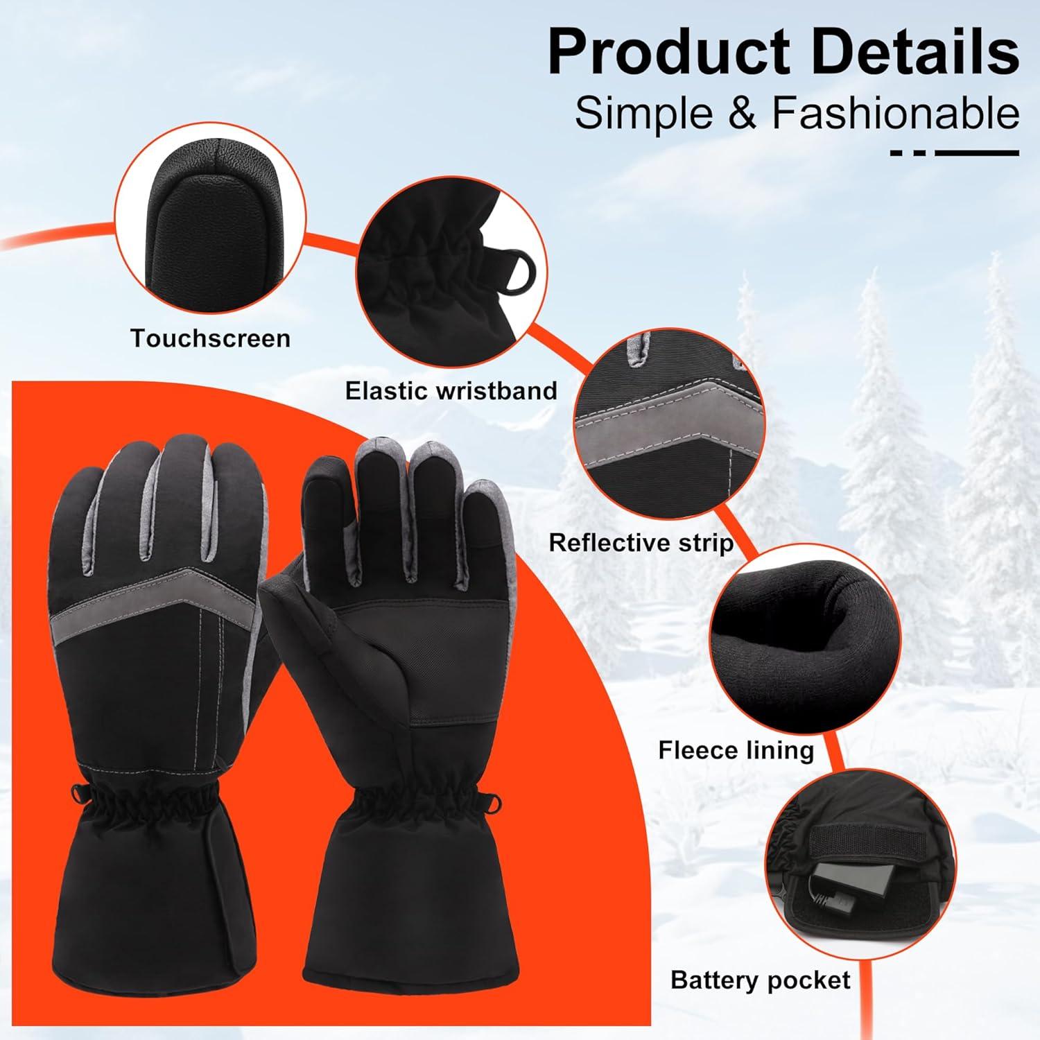 Guantes Calentados QILOVE Impermeables Táctiles para Invierno