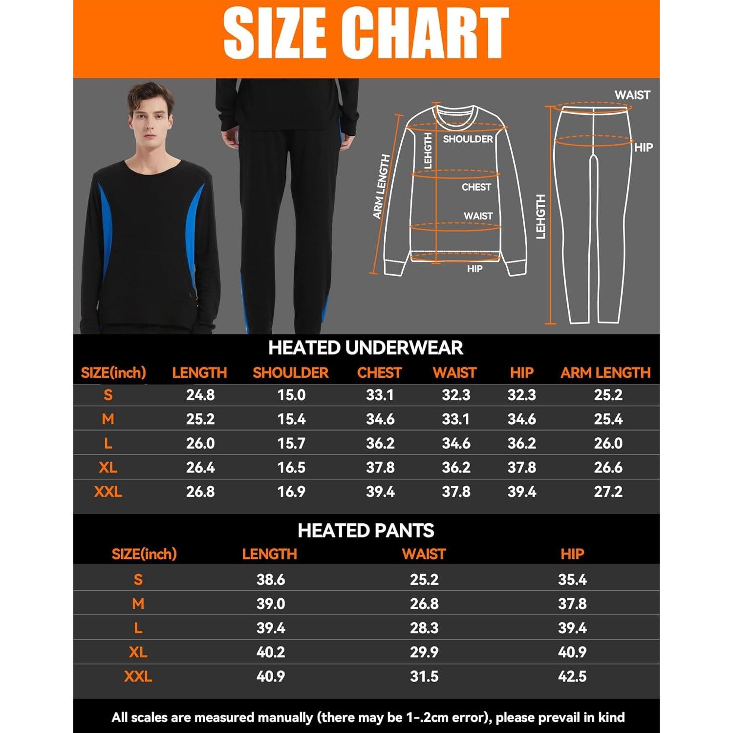 Conjunto Ropa Interior Calefaccionada Hombre 2 Piezas 7.4V