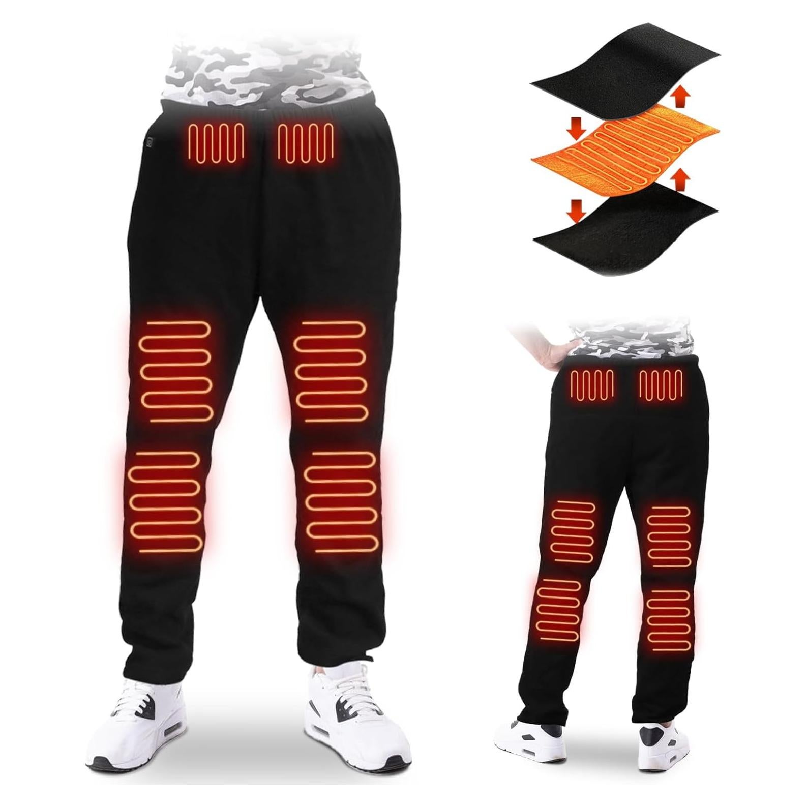 Pantalones Térmicos Unisex USB 12 Zonas Calentamiento 3X Negro