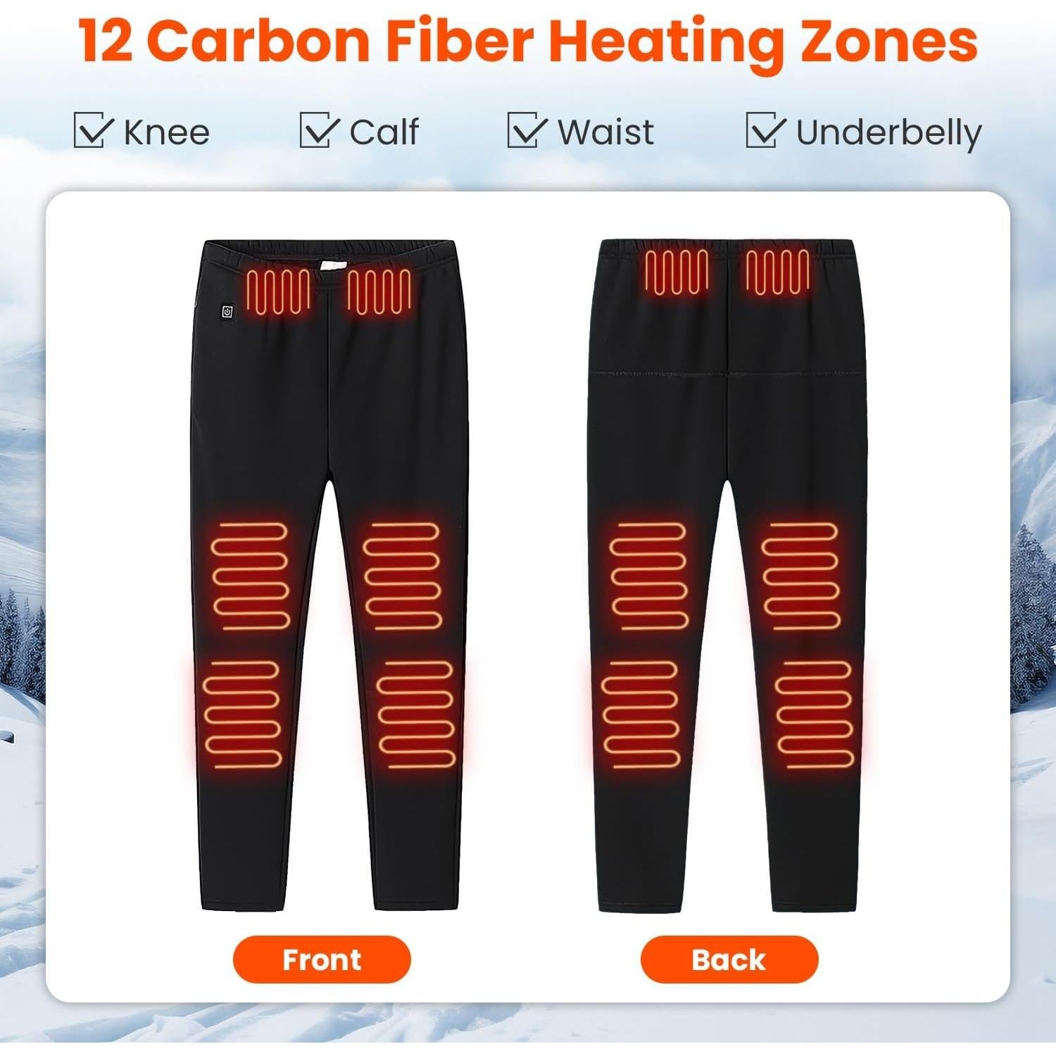 Pantalones Térmicos Unisex USB 12 Zonas Calentamiento 3X Negro