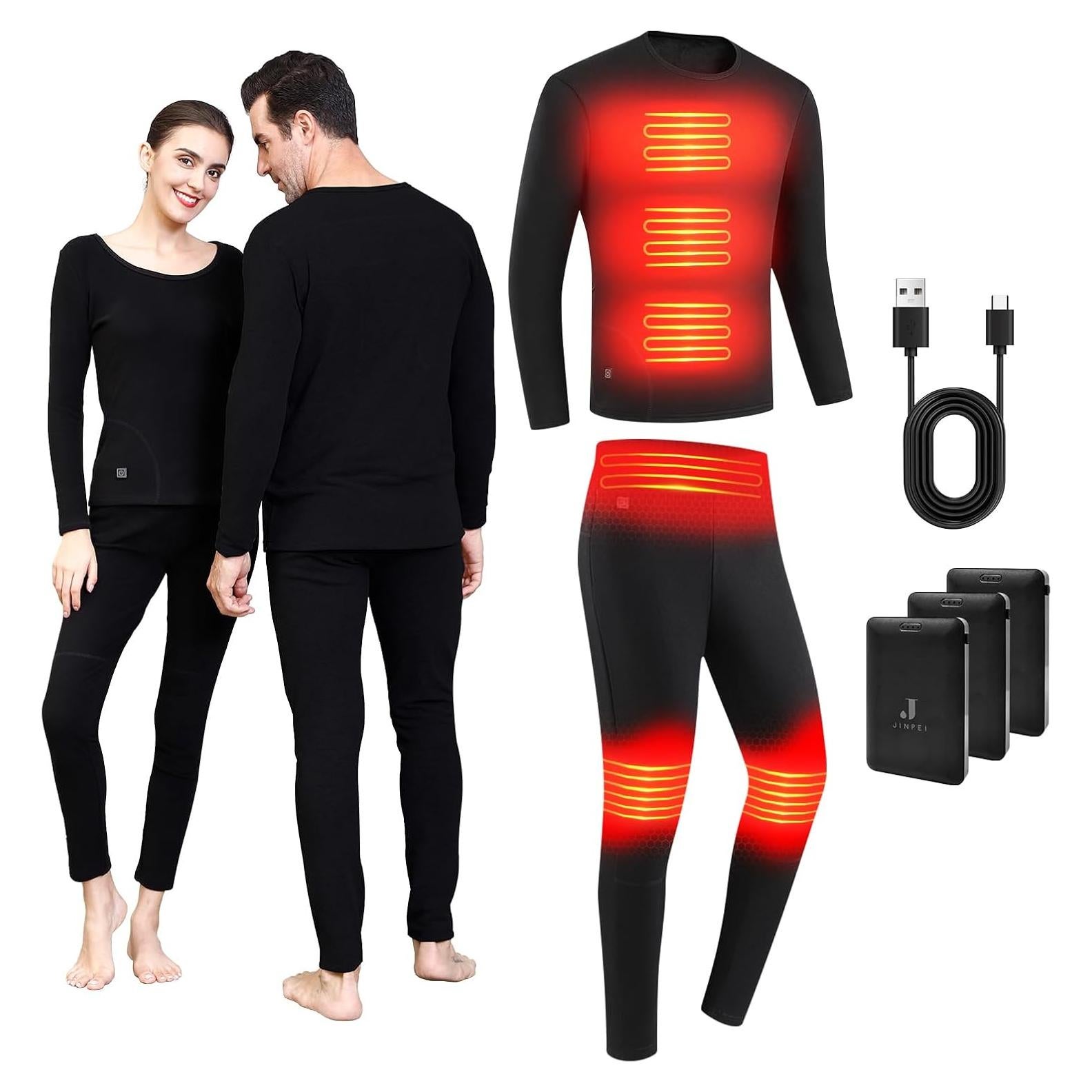 Conjunto Ropa Interior Térmica Eléctrica J JINPEI Manga Larga M